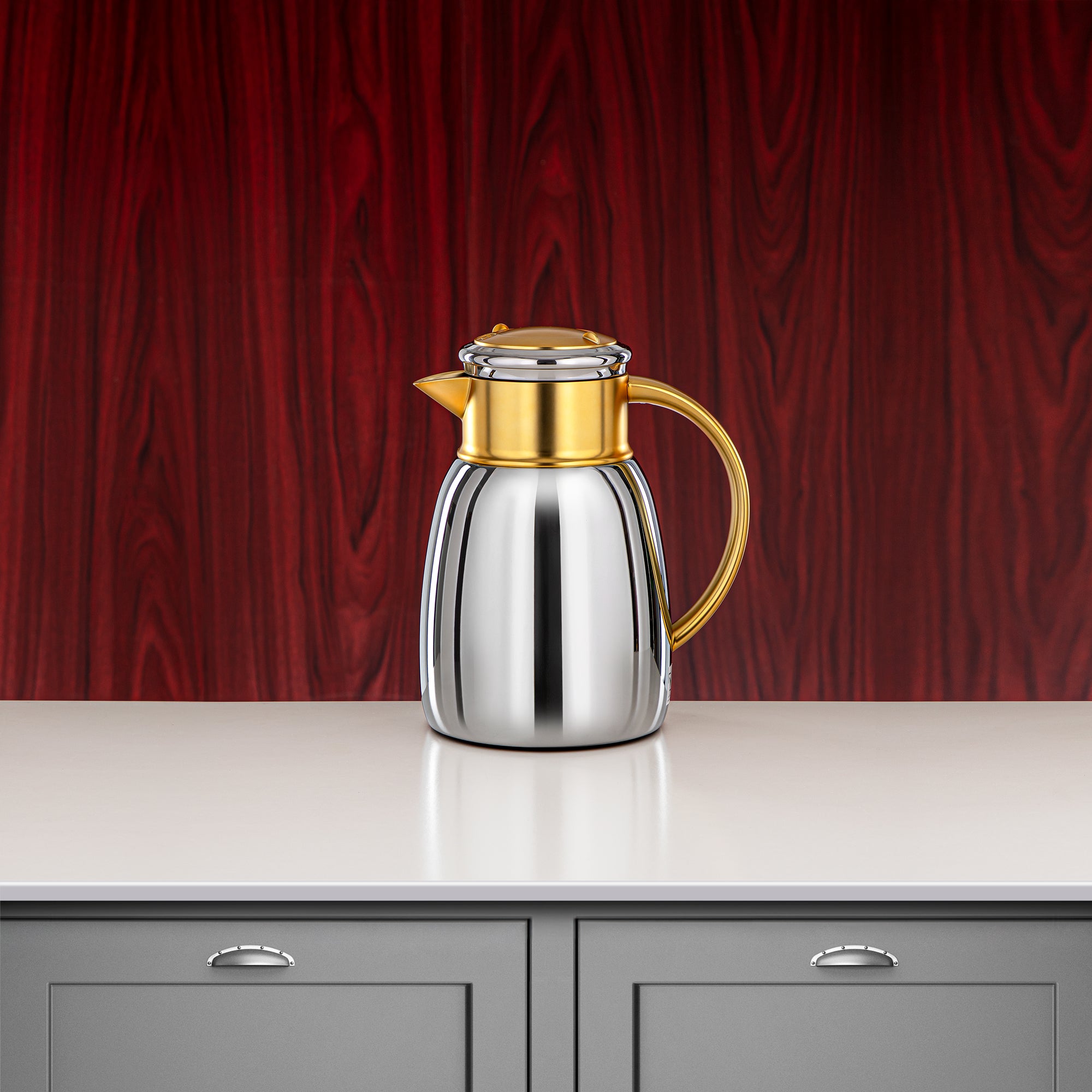 Almarjan Vacuum Flask Set, 0.35L + 0.65L + 1L, Silver & Matt Gold (ULC-0350/0650/1000 CE22) - For Every Occasion