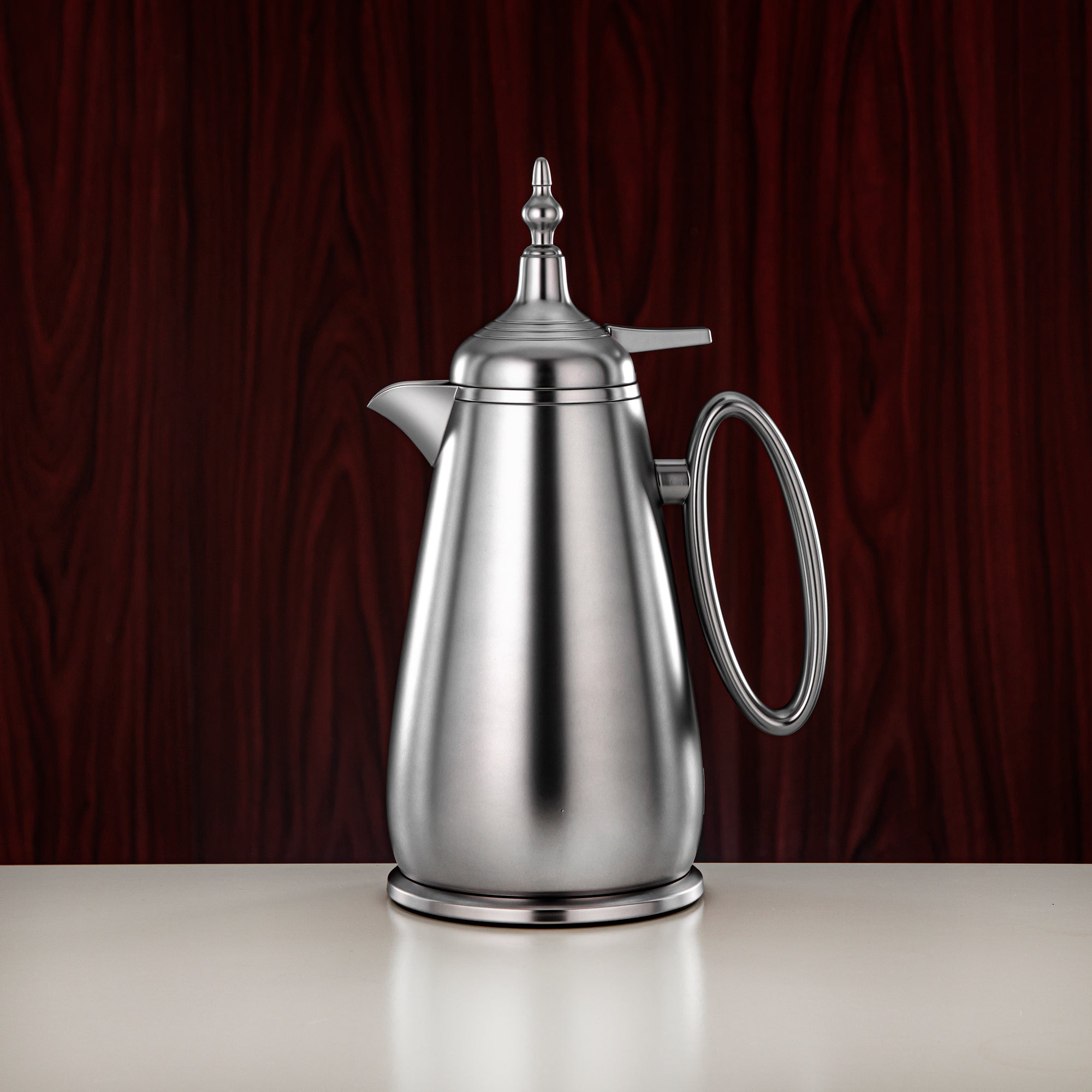 Almarjan Vacuum Flask Set Push Button ABS Matt Silver 0.7L + 1L (UOP-A0700/B1000E23) - Classic Vacuum Flask