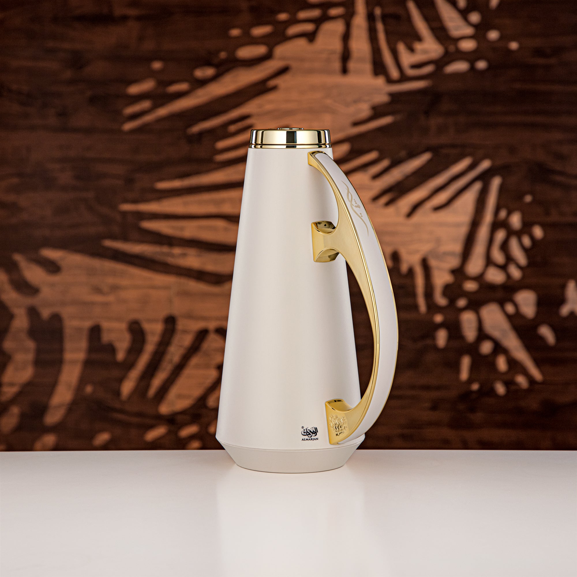 Almarjan Vacuum Flask Set, ABS, 1L + 1L, Off White & Gold (UPP-1000/1000 OWIG) - Modern Serving