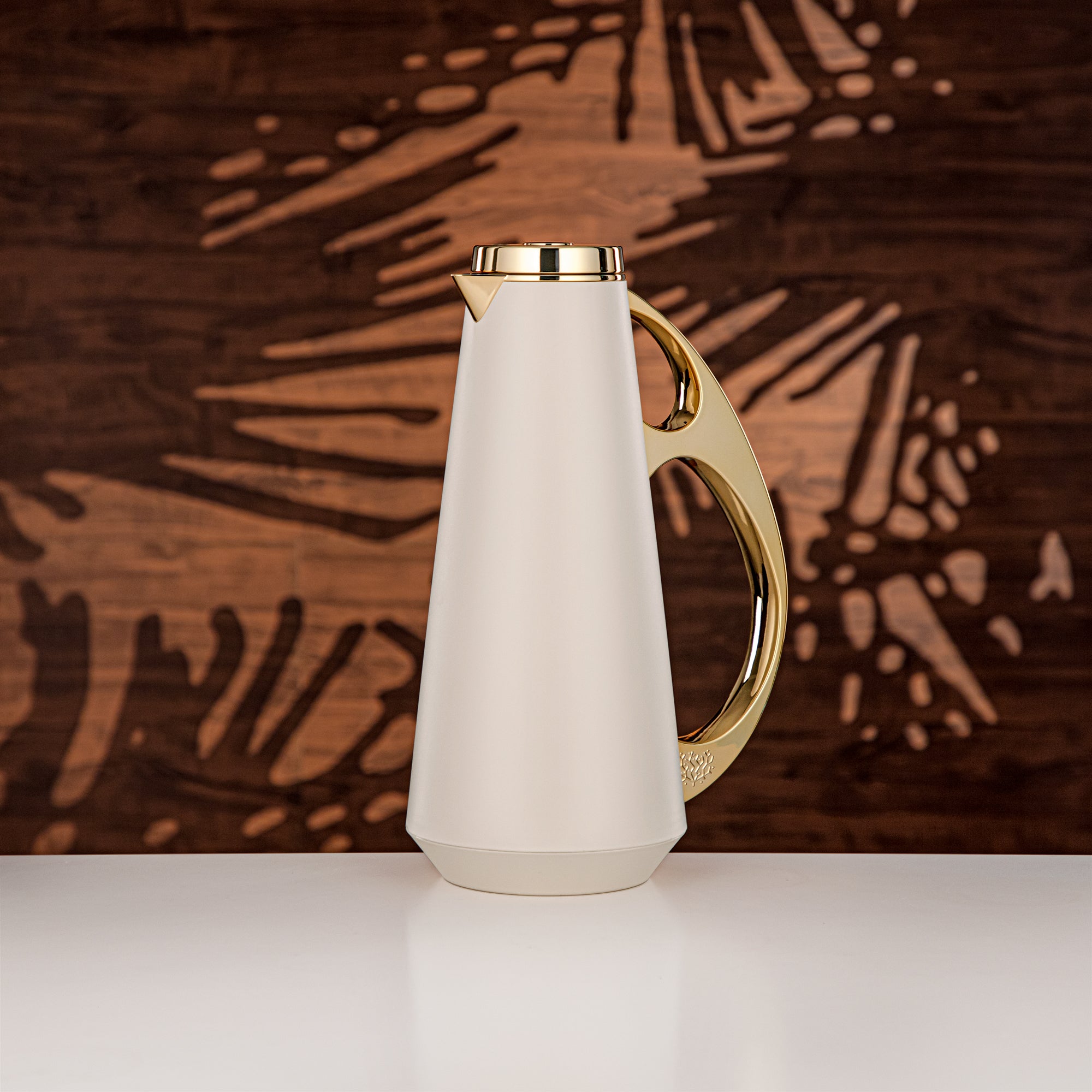 Almarjan Vacuum Flask Set, ABS, 1L + 1L, Off White & Gold (UPP-1000/1000 OWIG) - Modern Serving