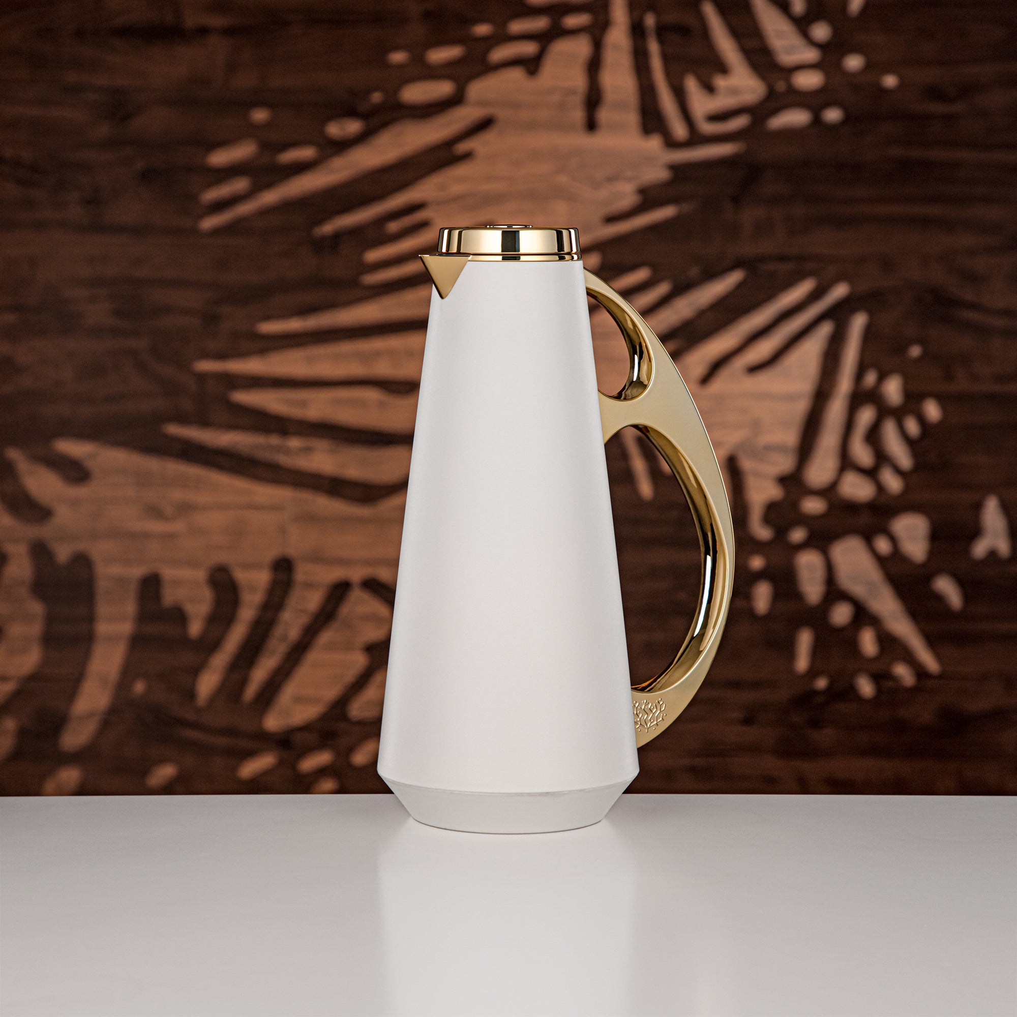 Almarjan Vacuum Flask Set, ABS, 1L + 1L, White & Gold (UPP-1000/1000 WHIG) - Modern Serving