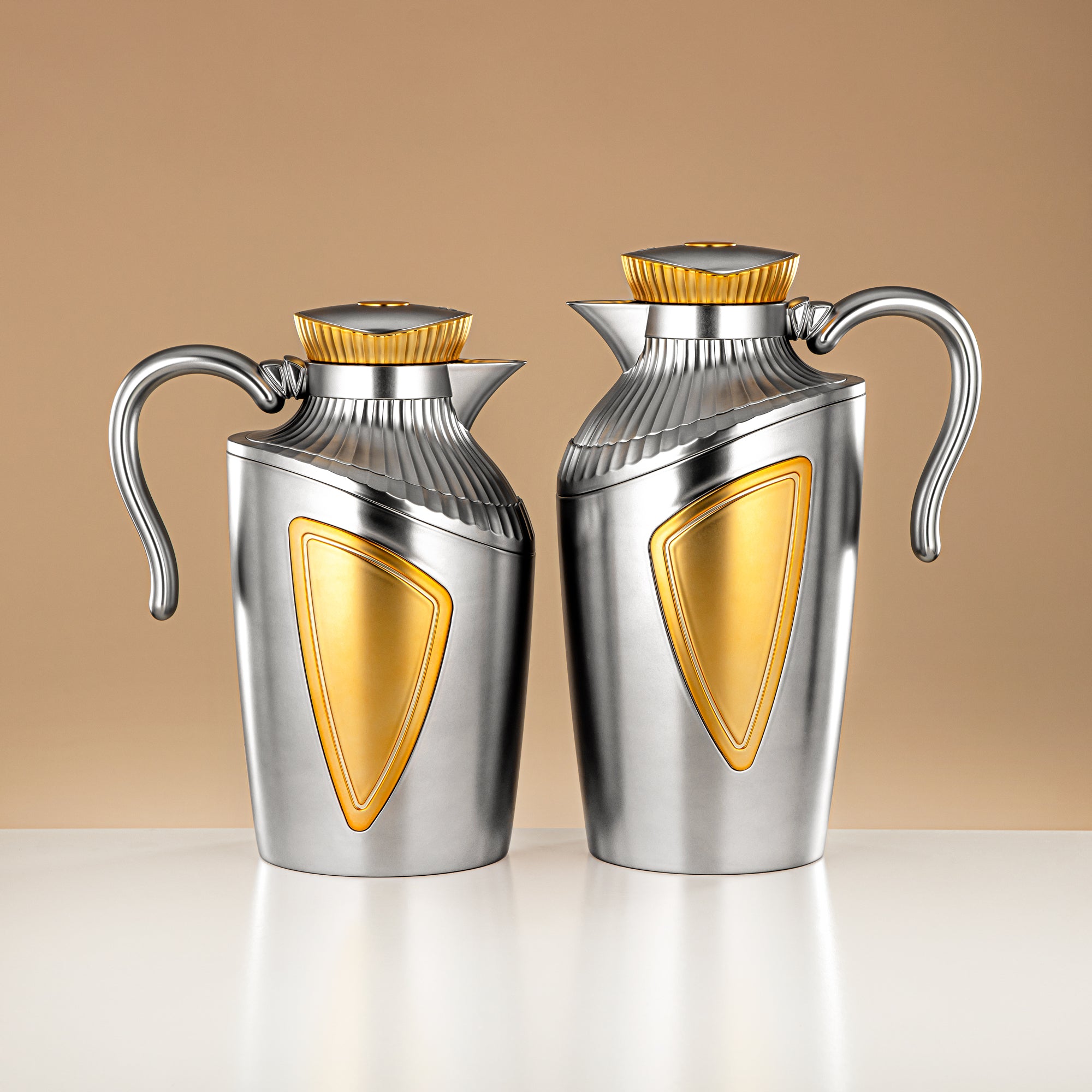 Almarjan 2 Pieces Vacuum Flask Set Matt Silver & Gold - UWP-0700/1000 E23E22