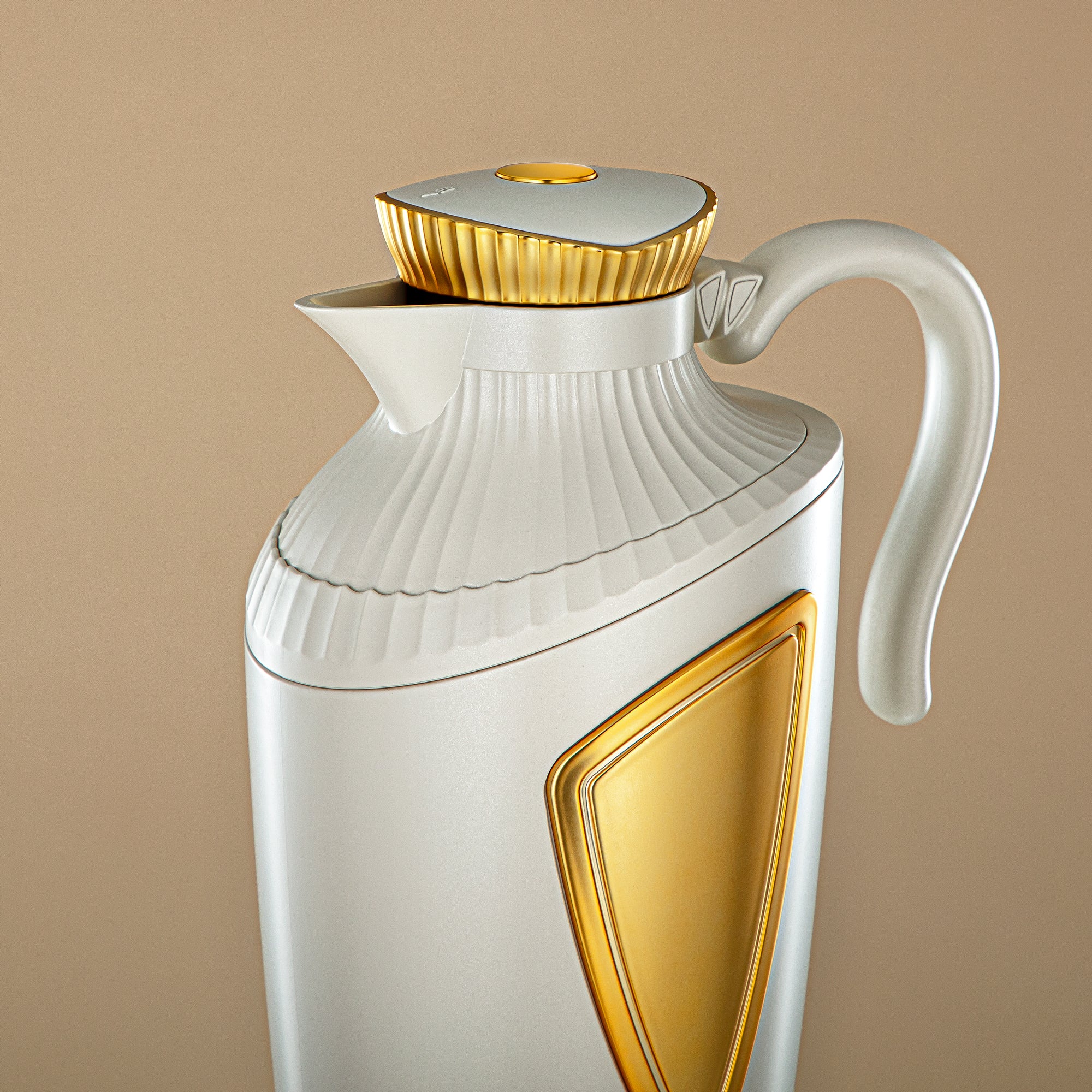 Almarjan 2 Pieces Vacuum Flask Set Matt White & Gold - UWP-0700/1000 Q330YZE22