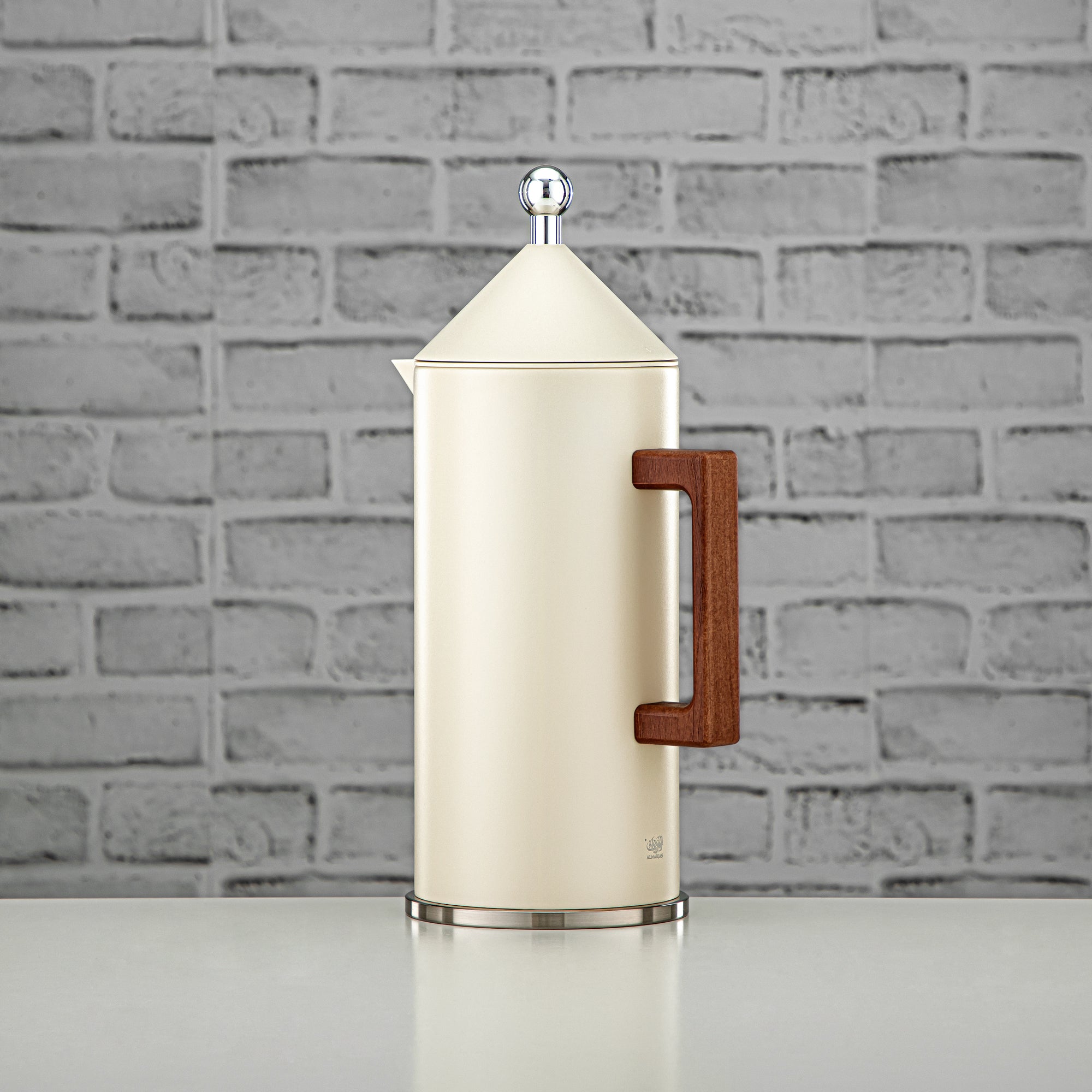 Almarjan Vacuum Flask Set Push Button 0.6L + 1L Sand & Silver (VAF2950006) - Modern Vacuum Flask Set