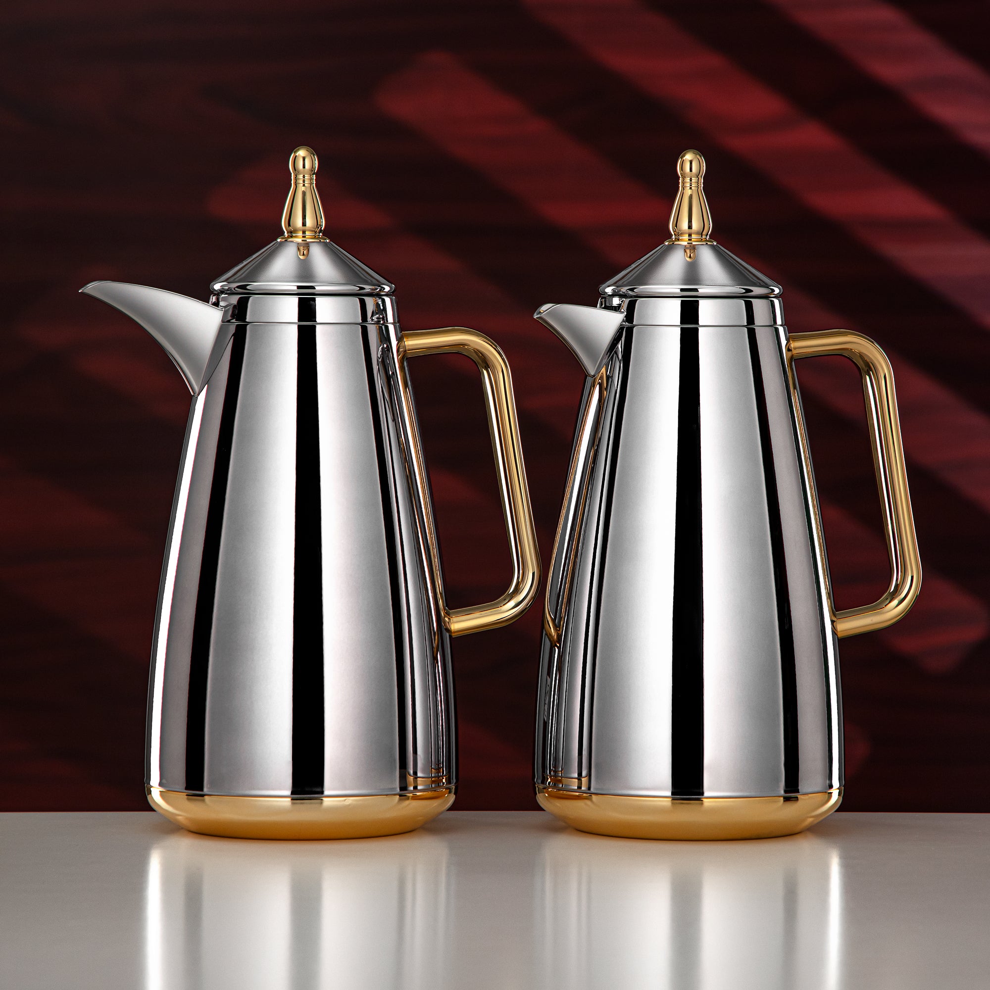 Almarjan Vacuum Flask Set 1L + 1L Silver & Gold