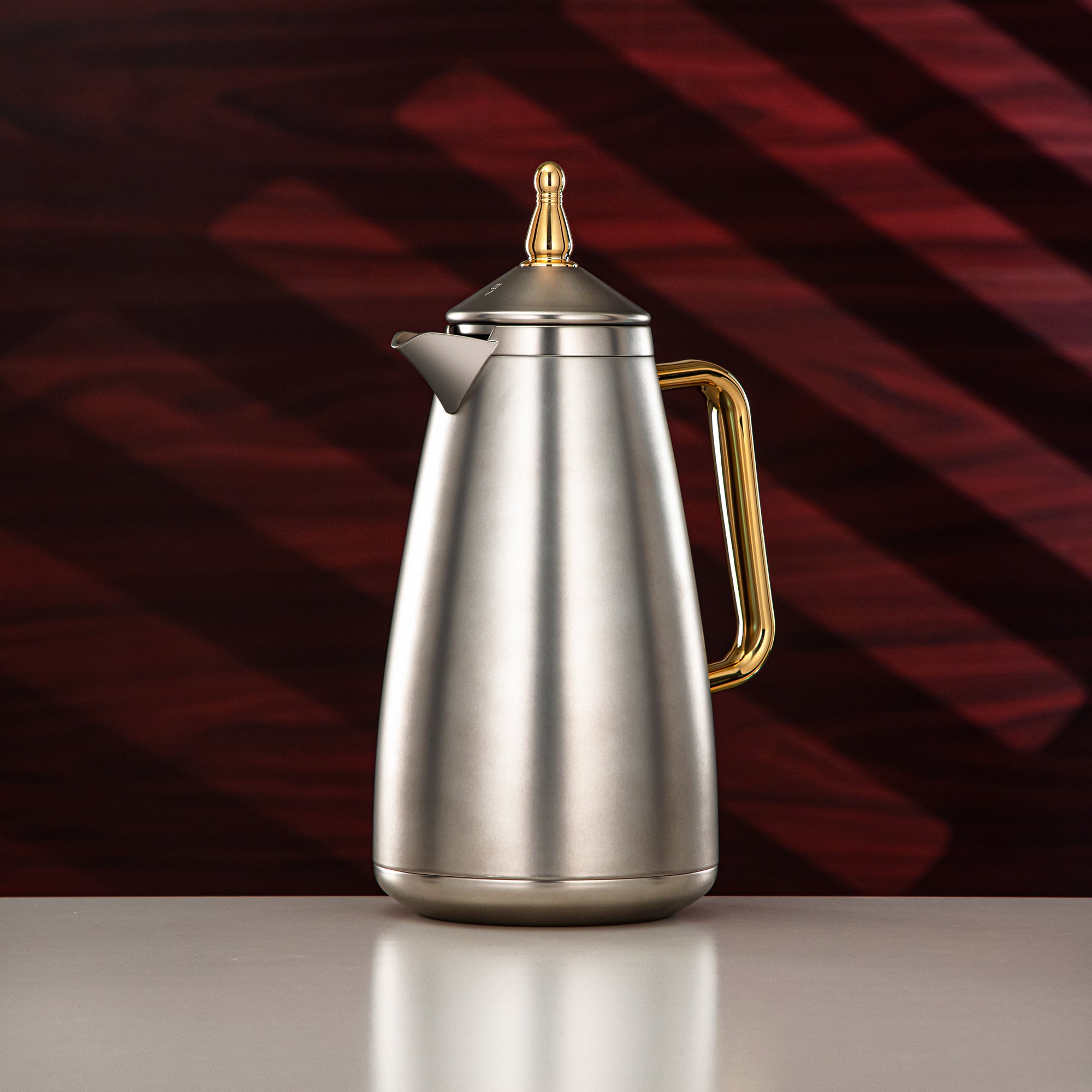 Almarjan Vacuum Flask Set 1L + 1L Matte Silver & Gold