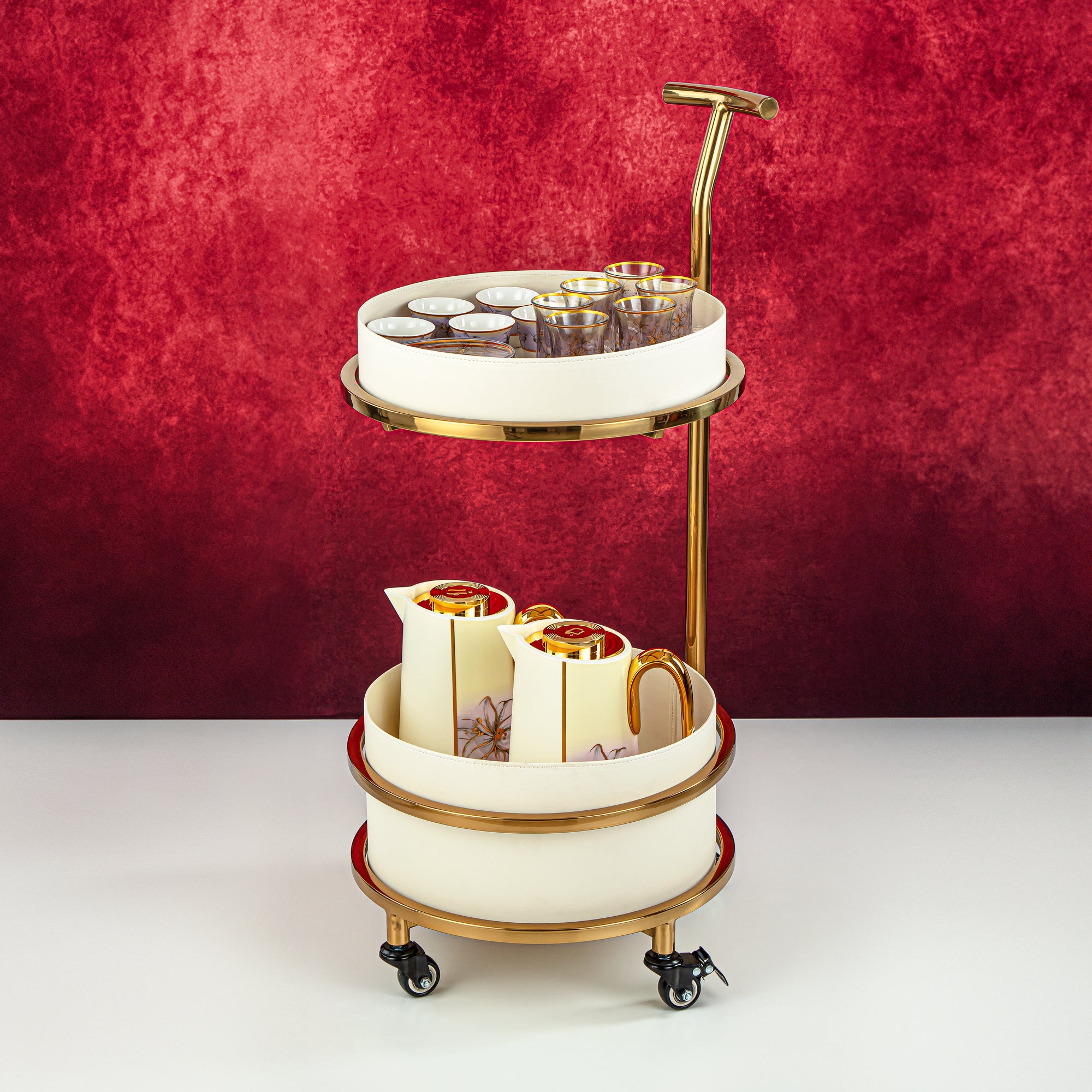 Almarjan 21 Pieces Tea Set With Trolley - YHMA-7