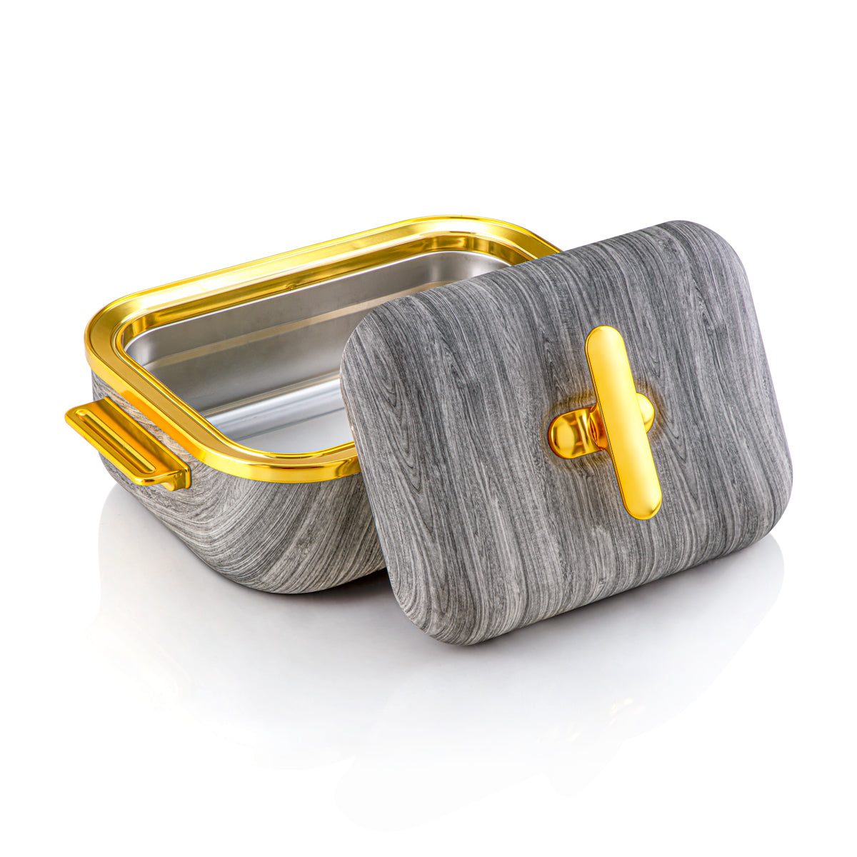 المرجان 4 لتر وعاء بلاستيك مستطيل خشب رمادي وذهبي - HP03-400 خشبي رمادي ذهبي