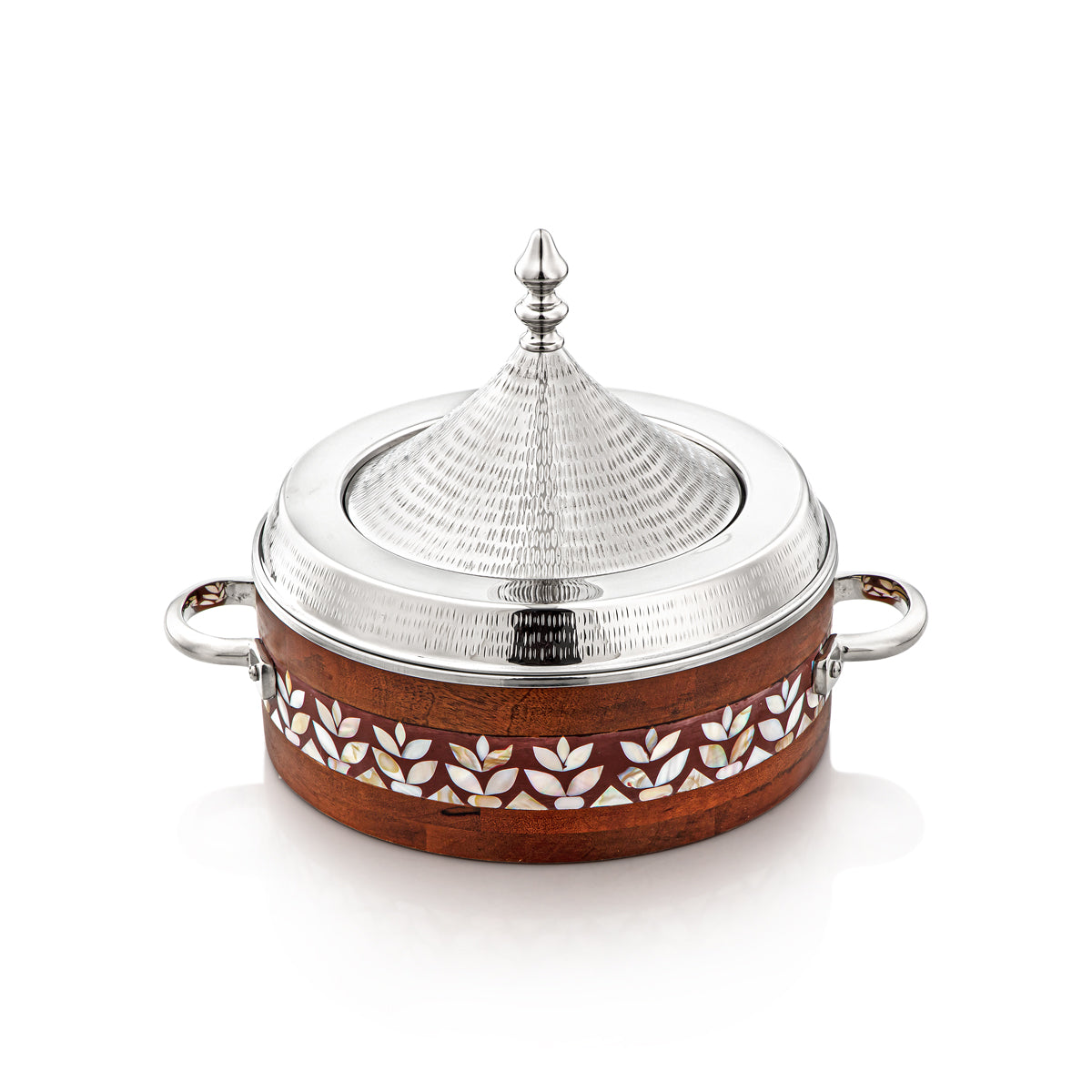 Almarjan 28 CM Stainless Steel Hot Pot Wood & Silver - MD-2928C-F