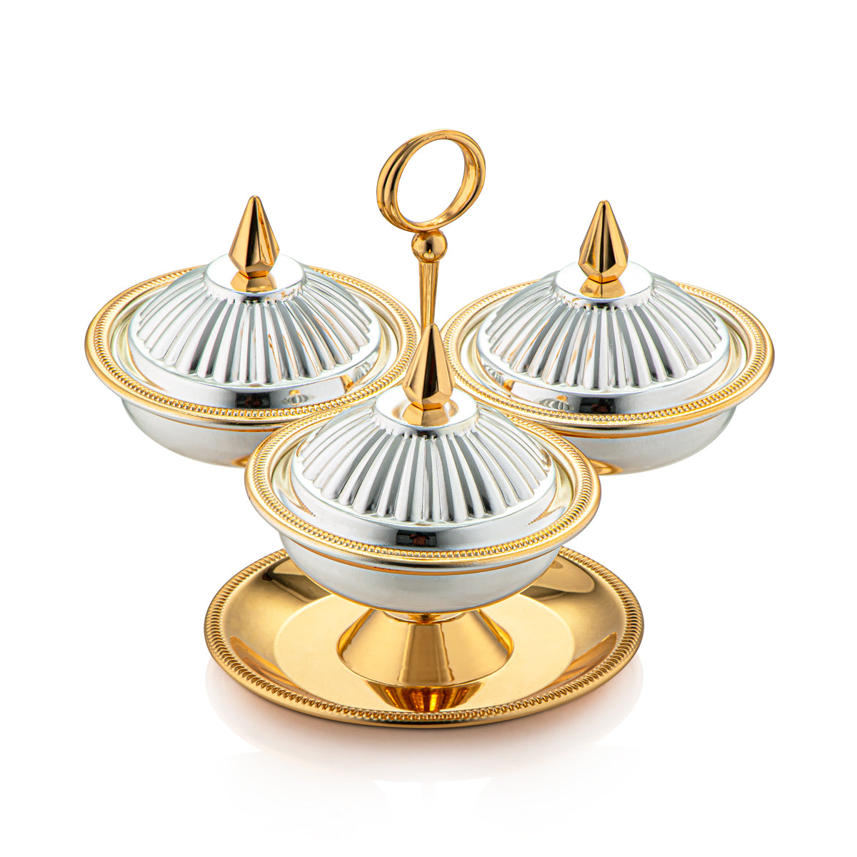 Almarjan 3 Part Sweet Stand Silver & Gold - HT211032