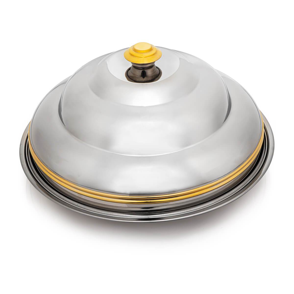 Almarjan 50 CM Orchid Collection Stainless Steel Koozy Tray Silver & Gold - H21PG1