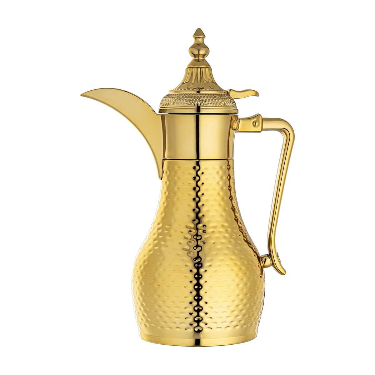 ALMARJAN Stainless Steel Double Wall Hammered Collection Vacuum Dallah Gold 0.6 Liter SUD-H-060-G