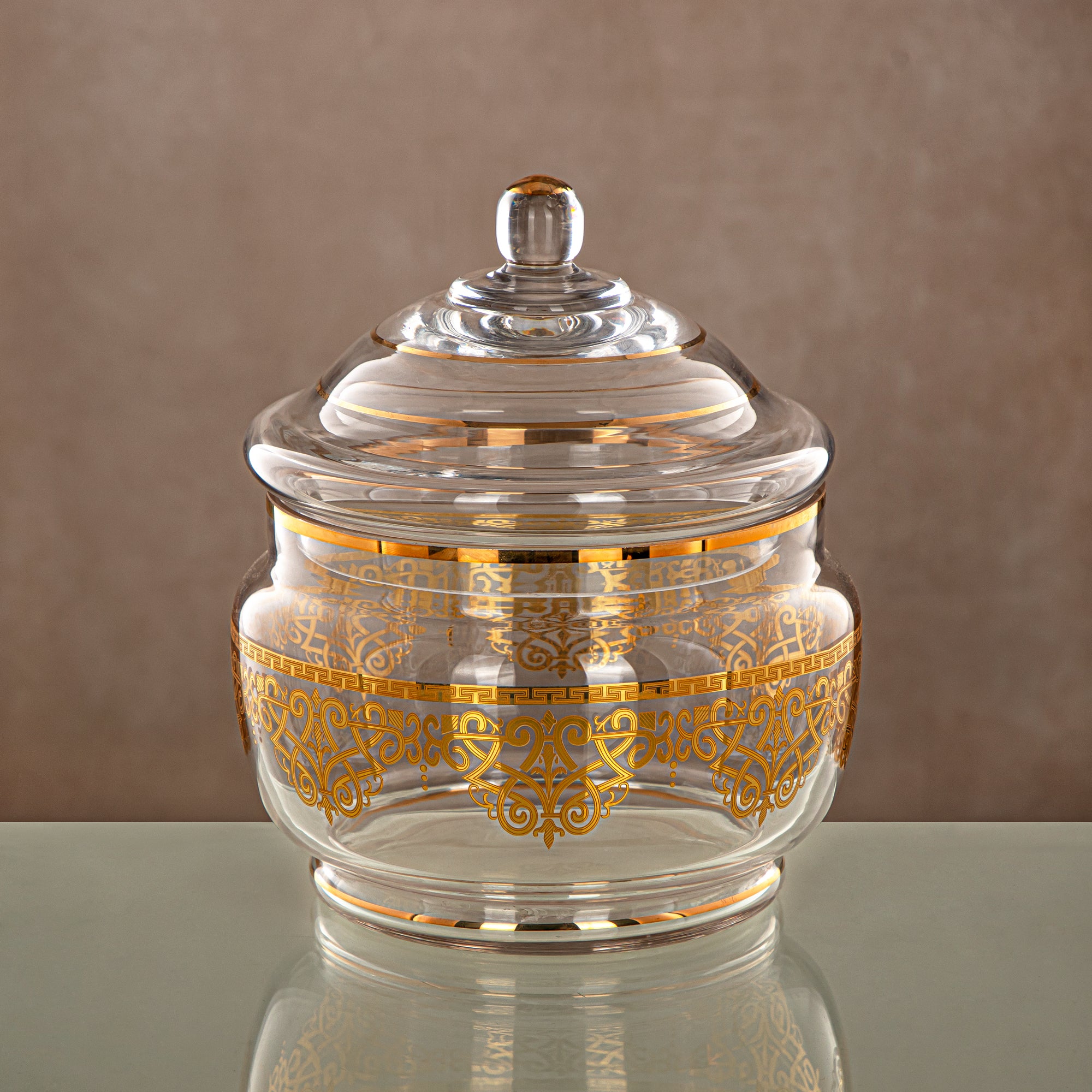 Almarjan Candy Bowl Clear & Gold 1500ML (0138T-YCS-GLD) Gatherings, special occasions, Ramadan, eid