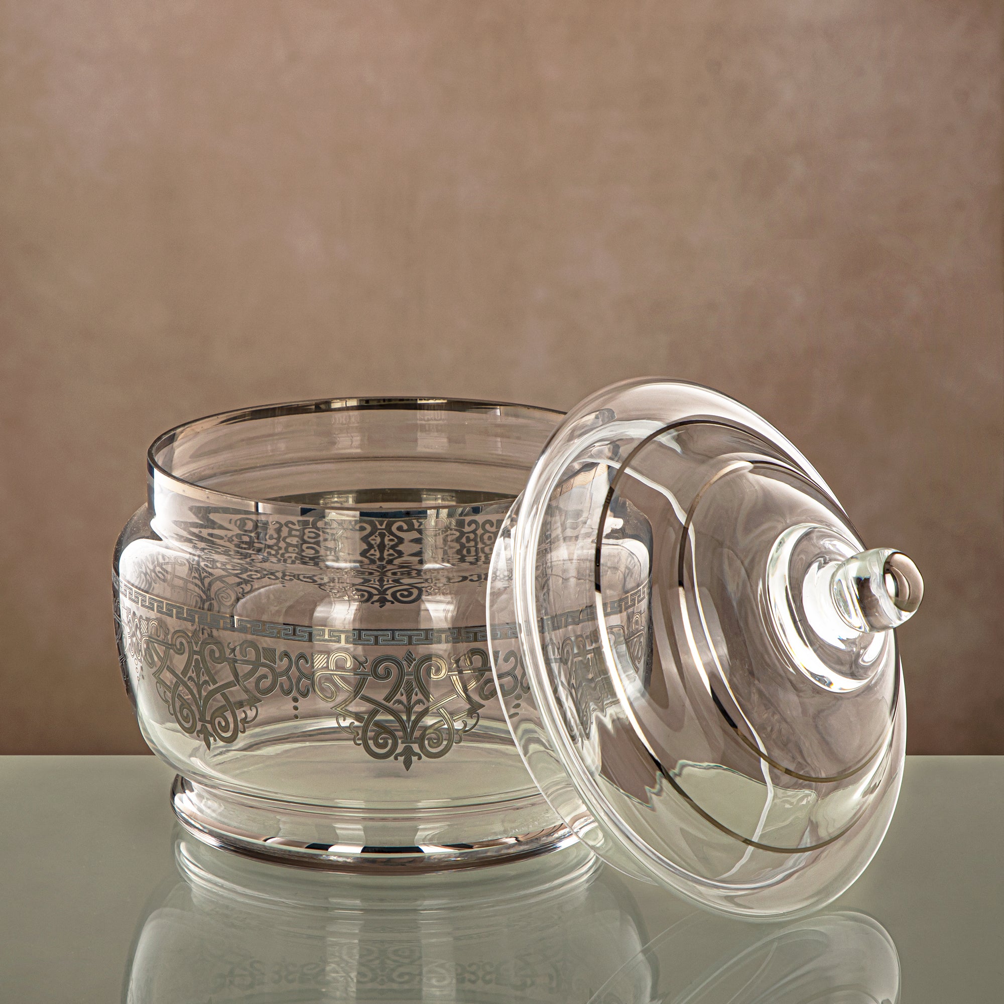 Almarjan Candy Bowl Clear & Silver 1500ML (0138T-YCS-SIL) Gatherings, special occasions, Ramadan, eid