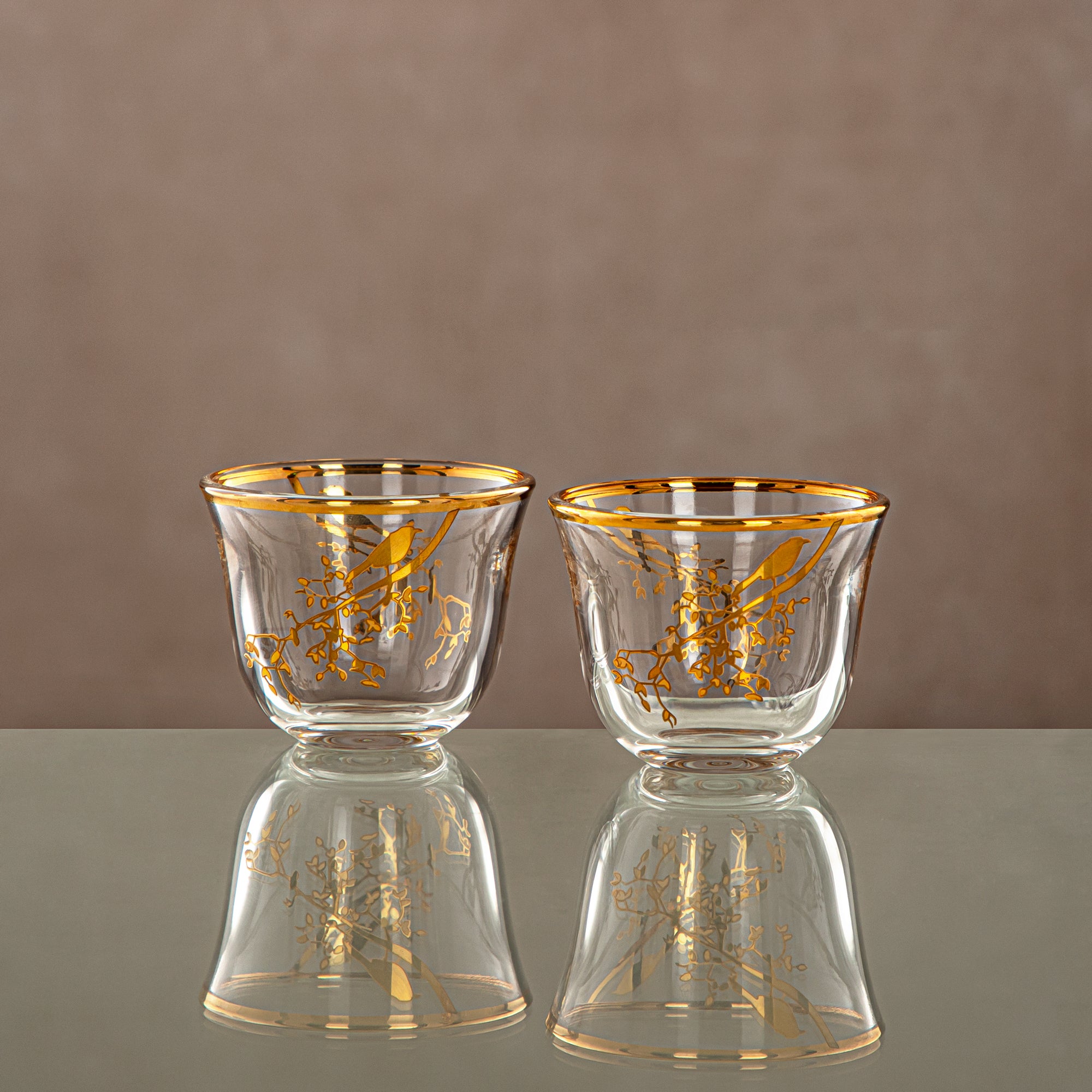 Almarjan Cawa Cup Set Clear & Gold 6 pieces (1013B-XQZT-GLD) Gatherings, special occasions, Ramadan, eid