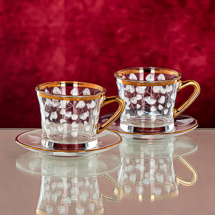 Almarjan 160 ML Glass Cup & Saucer - 1353BJ-0011P-YLX