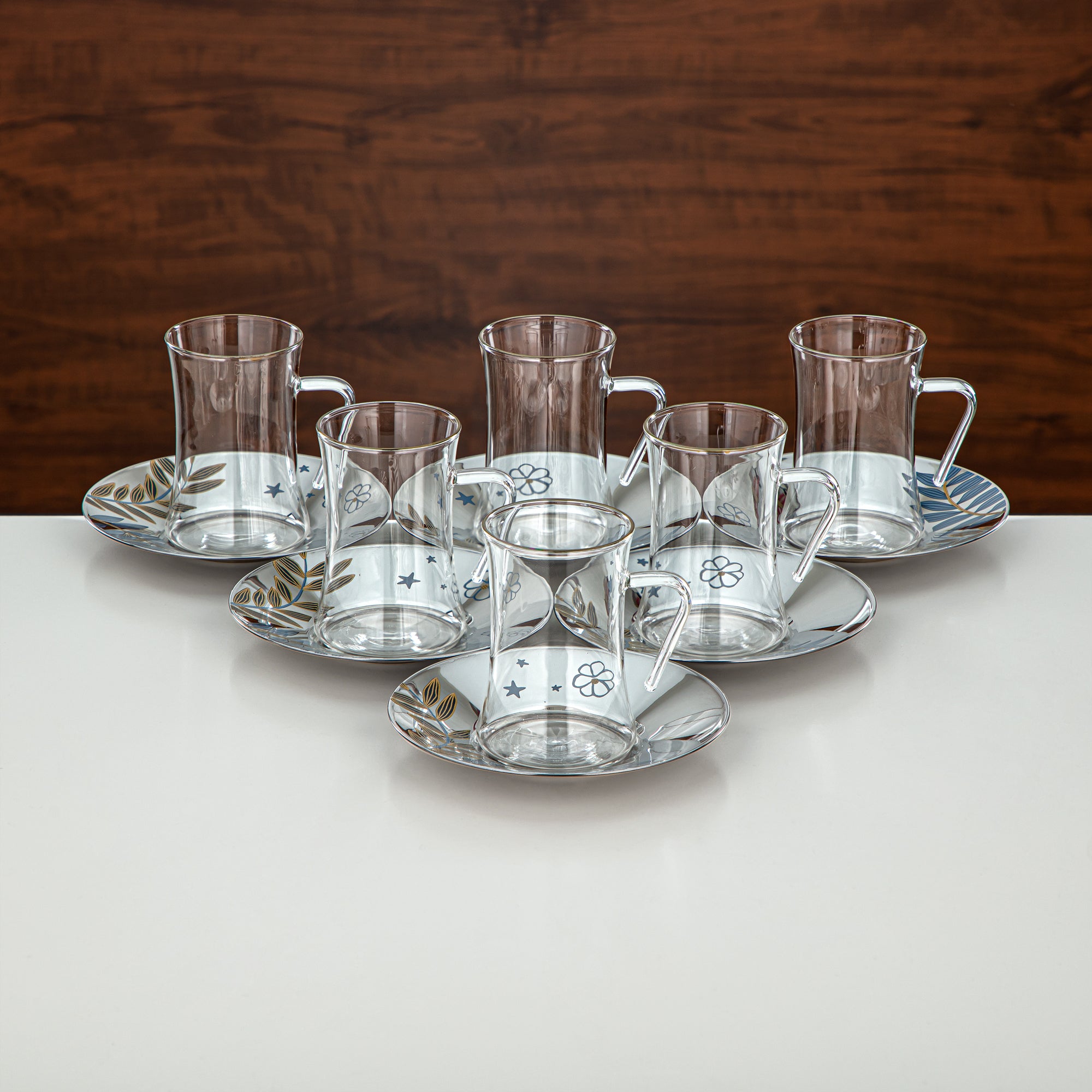 طقم شاي المرجان زجاج بوروسيليكات، ستانلس ستيل وخزف 18 قطعة (18PCS-12196-1) – مجموعة الشاي النباتية الزرقاء