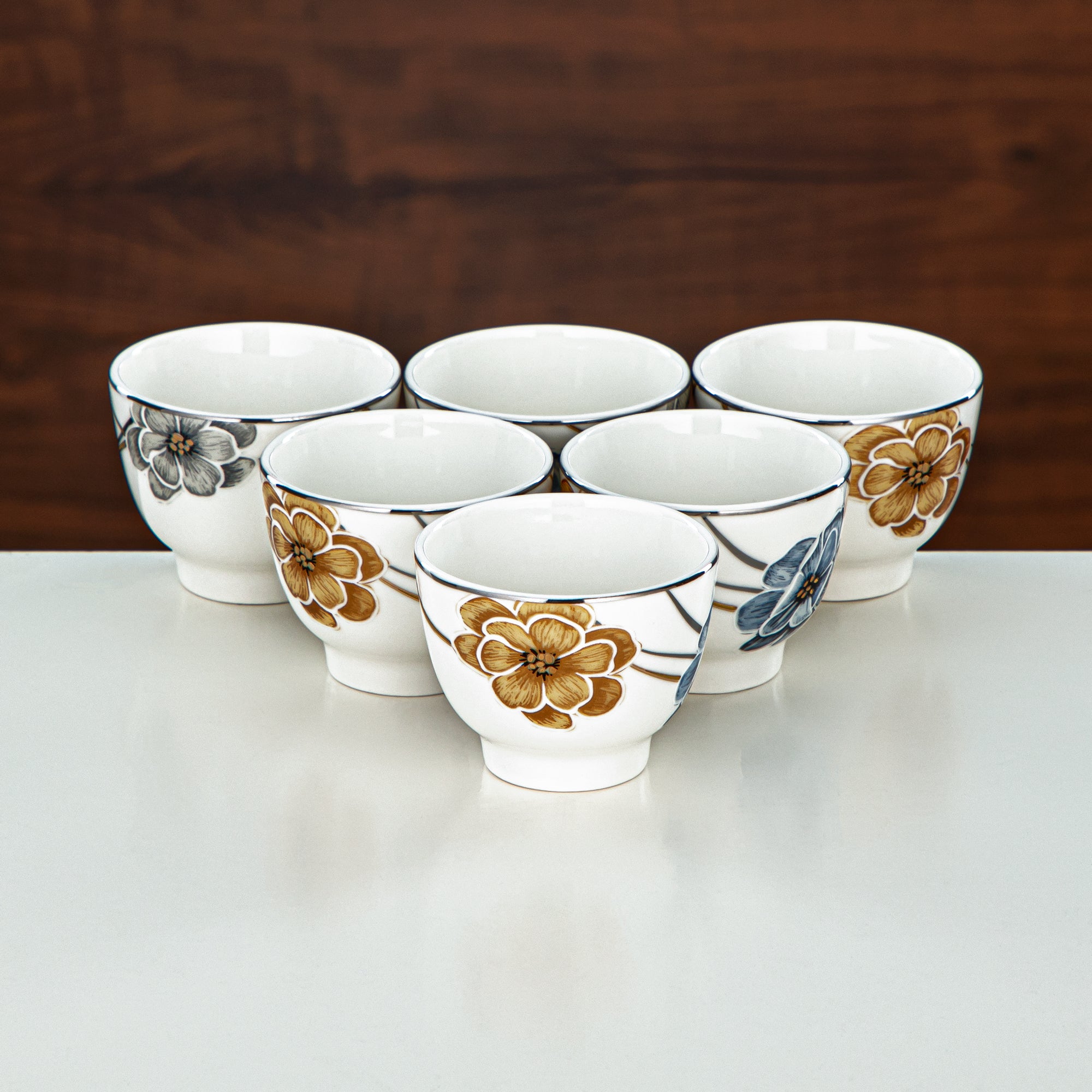 Almarjan Tea Set Borosilicate Glass, Stainless Steel & Porcelain 18 Pieces (18PCS-12256-1) – Elegant Floral Tea Collection