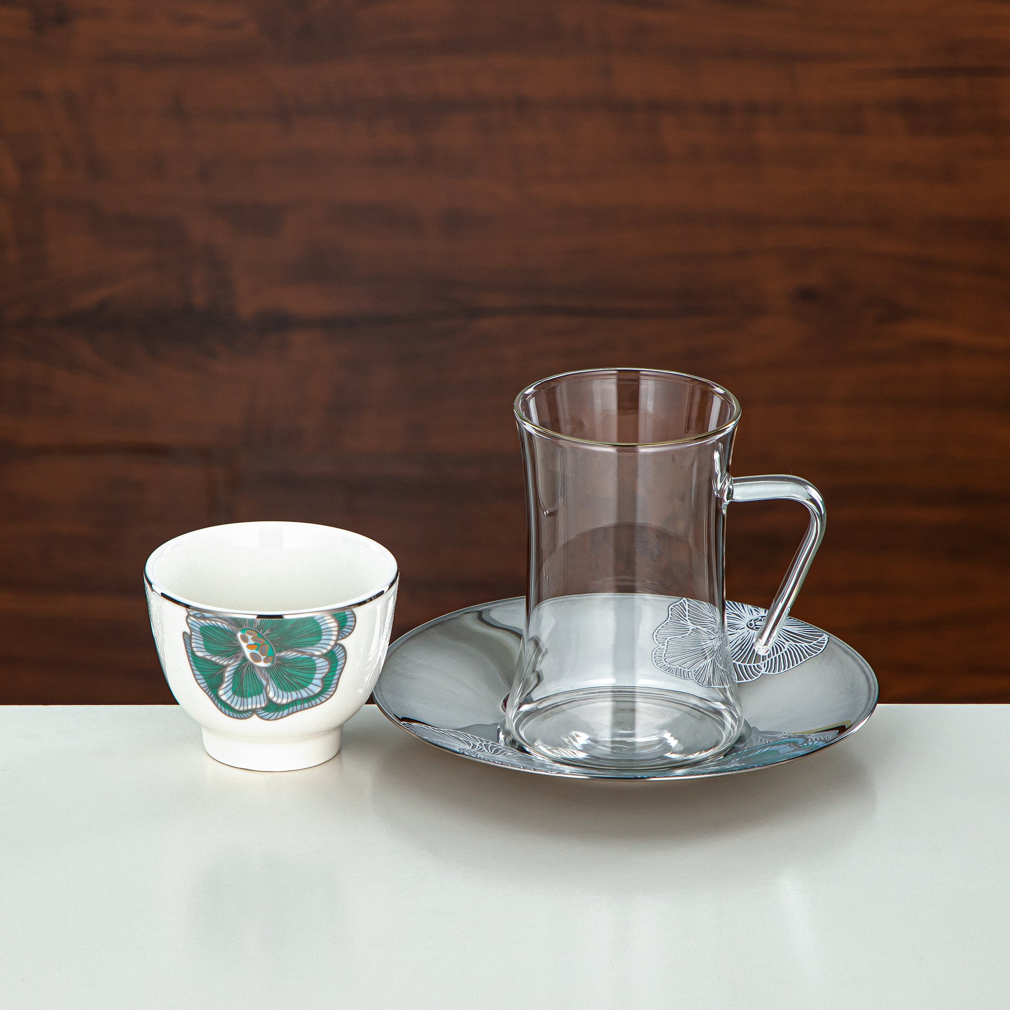 Almarjan Tea Set Borosilicate Glass, Stainless Steel & Porcelain 18 Pieces (18PCS-12257-1) – Emerald Bloom Tea Collection