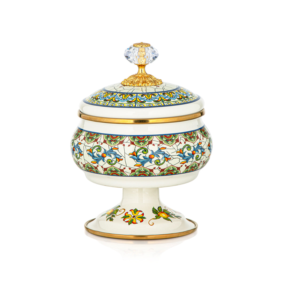 Almarjan 14 CM Tohfa Collection Enamel Sugar Bowl With Stand - 287421123