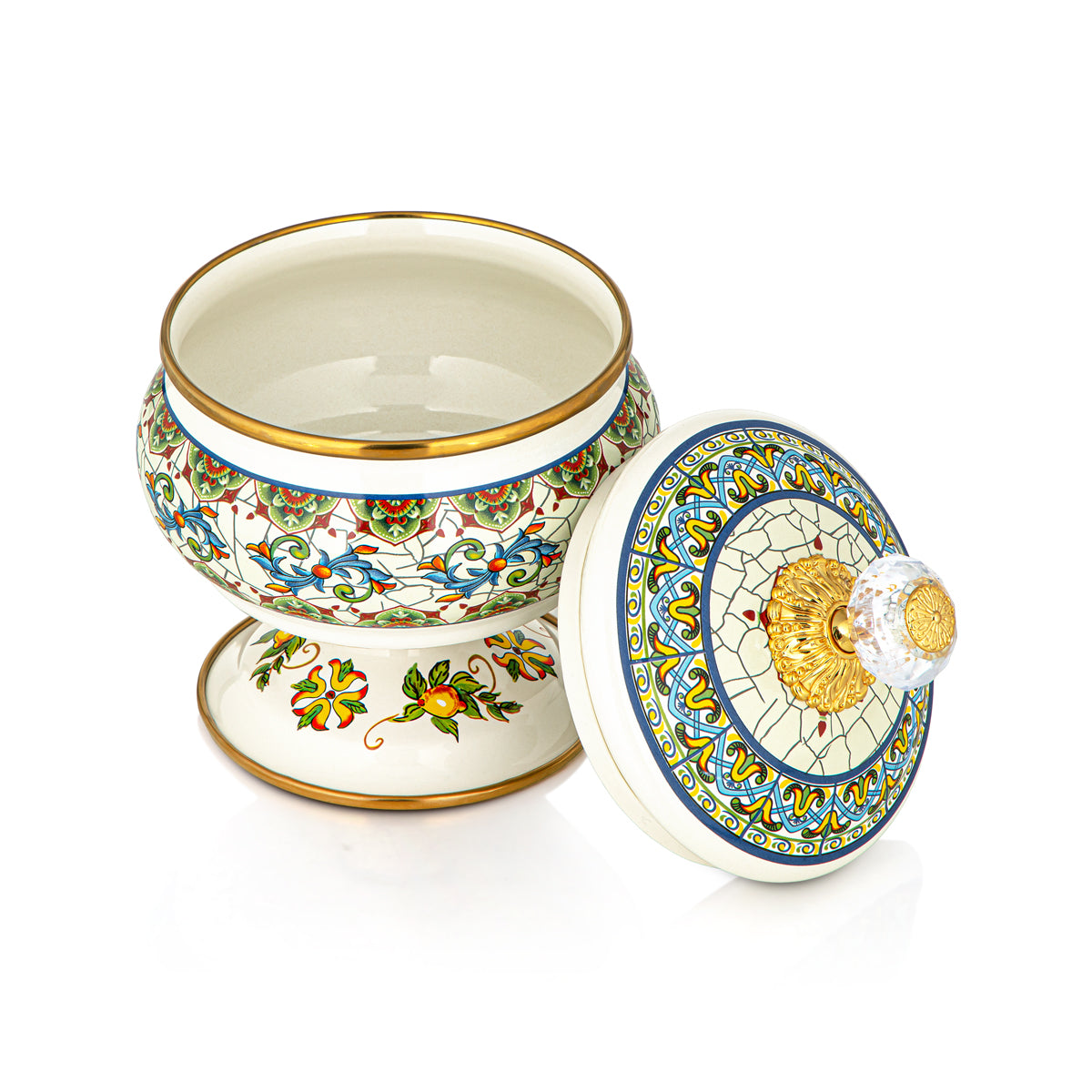 Almarjan 14 CM Tohfa Collection Enamel Sugar Bowl With Stand - 287421123