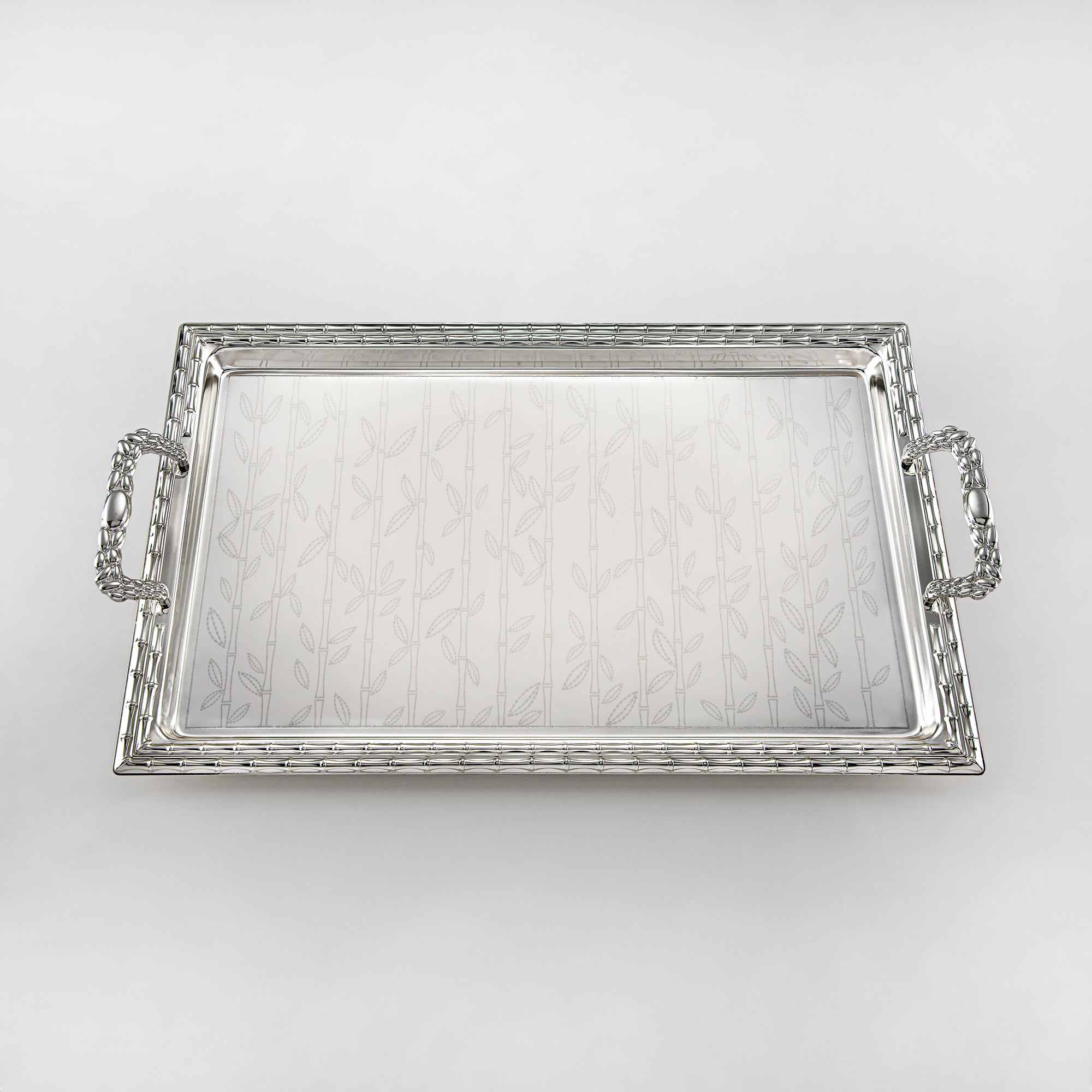 Almarjan Serving Tray Set - 3 Pieces, Silver (335XLLM-S) | Ramadan & Special Occasions