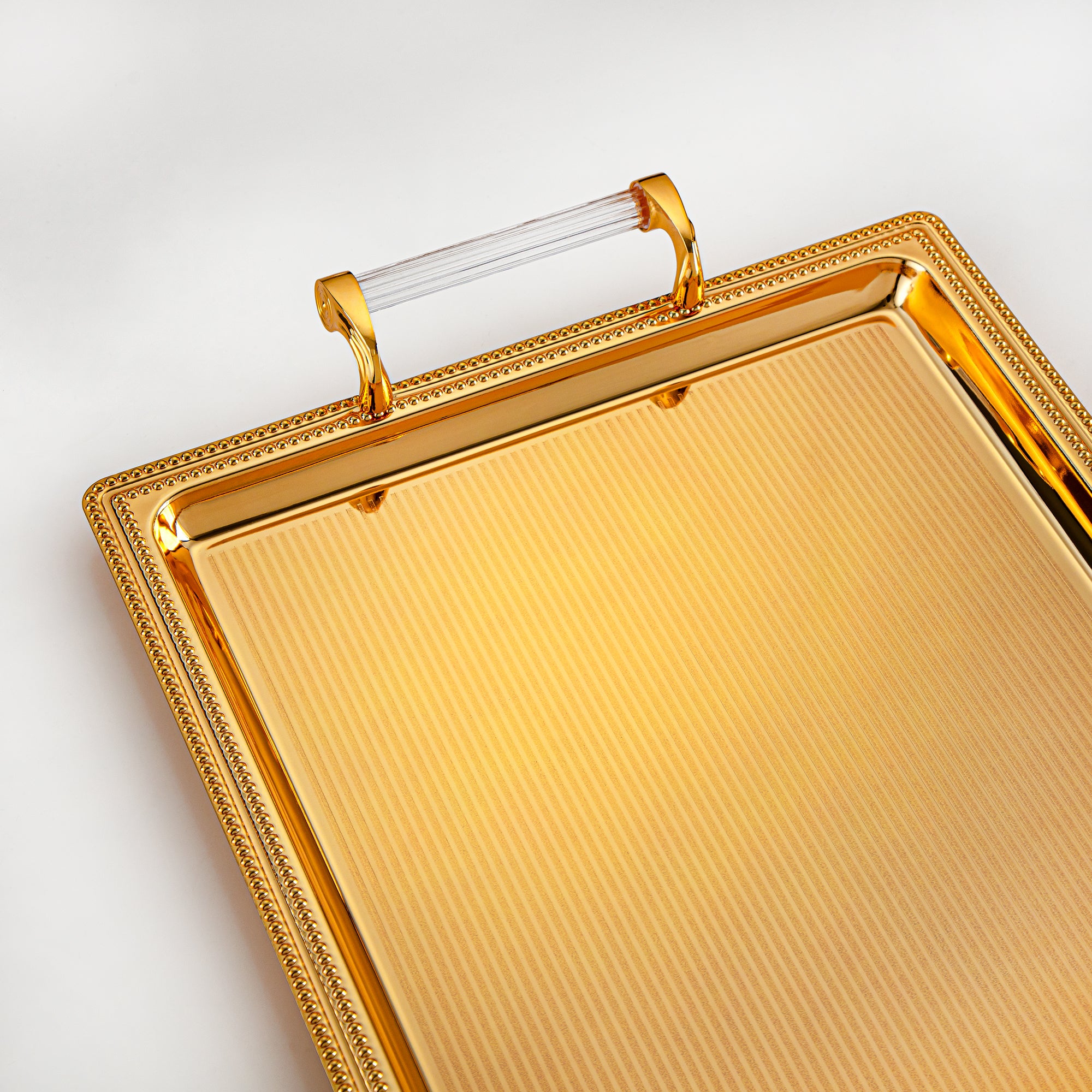 Almarjan Serving Tray, Transparent & Golden (576XL-FG) | Ramadan & Special Occasions