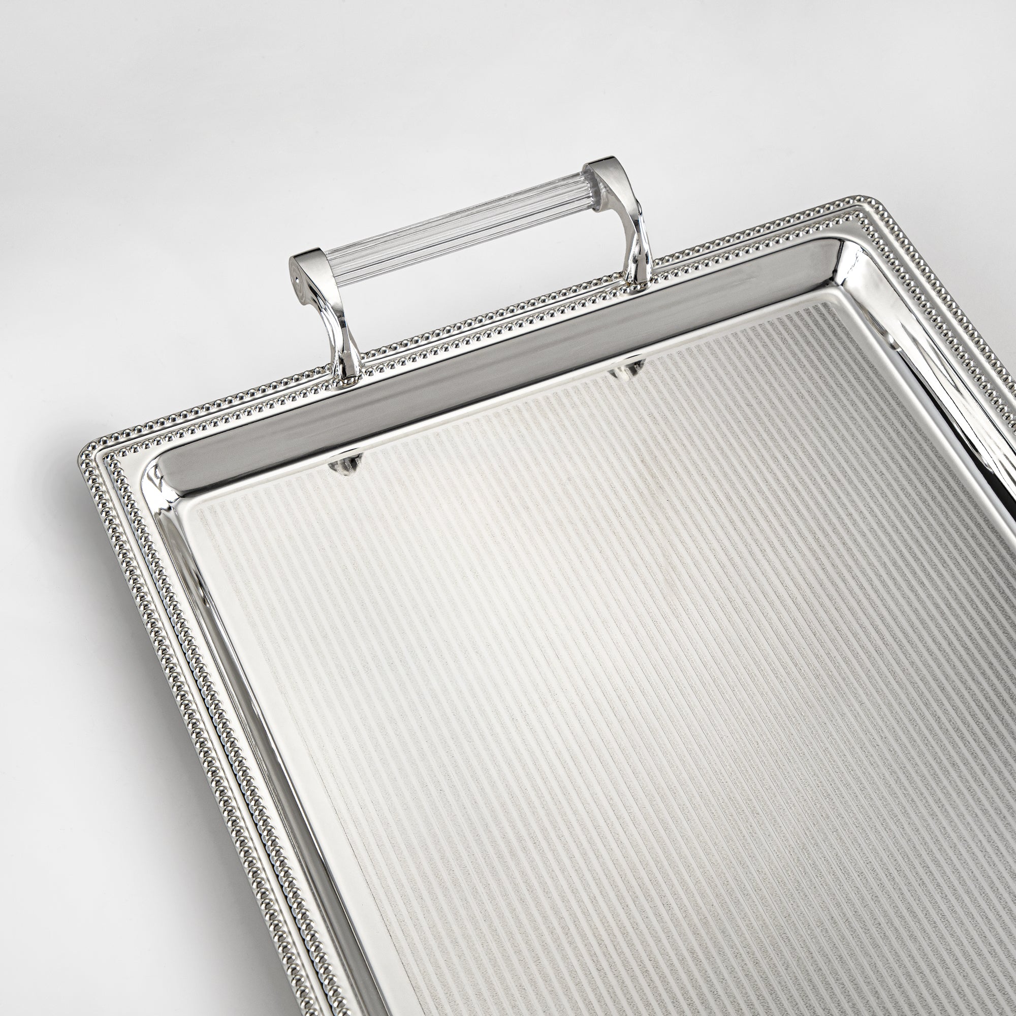 Almarjan Serving Tray, Transparent & Silver (576XL-S) | Ramadan & Special Occasions