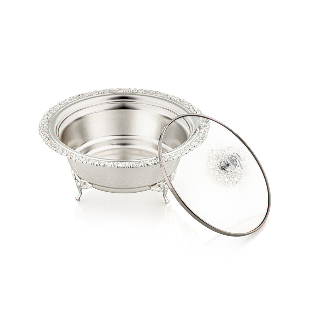 Almarjan 20 CM Date Bowl With Glass Cover Silver - 851-27 SA