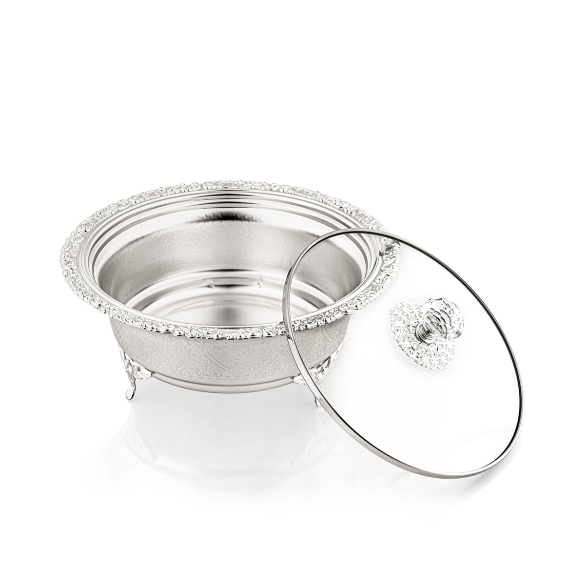 Almarjan 22 CM Date Bowl With Glass Cover Silver - 851-37 SA