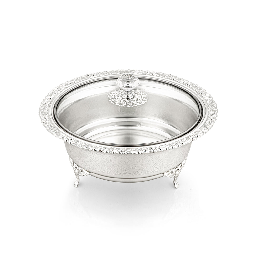 Almarjan 22 CM Date Bowl With Glass Cover Silver - 851-37 SA
