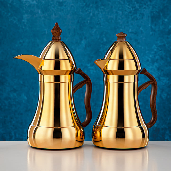 Almarjan 2 Pieces Vacuum Flask Set Gold & Wood - AMJ-070/B070C95P99Y