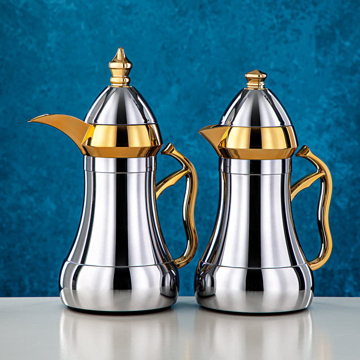 Almarjan 2 Pieces Vacuum Flask Set Silver & Gold - AMJ-070/B070CC95