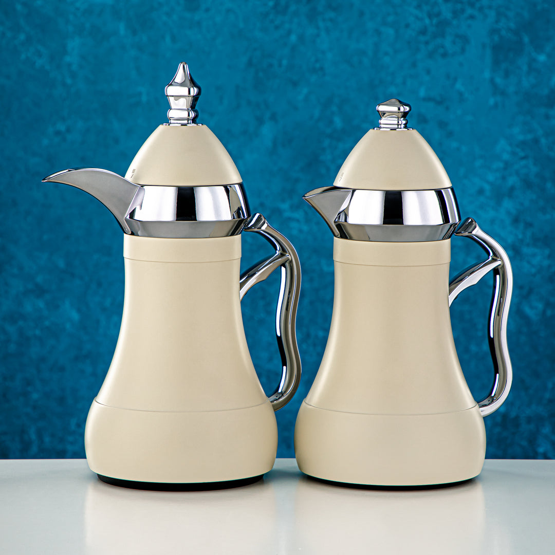 Almarjan 2 Pieces Vacuum Flask Set Cream & Silver - AMJ-070/B070Q305YC