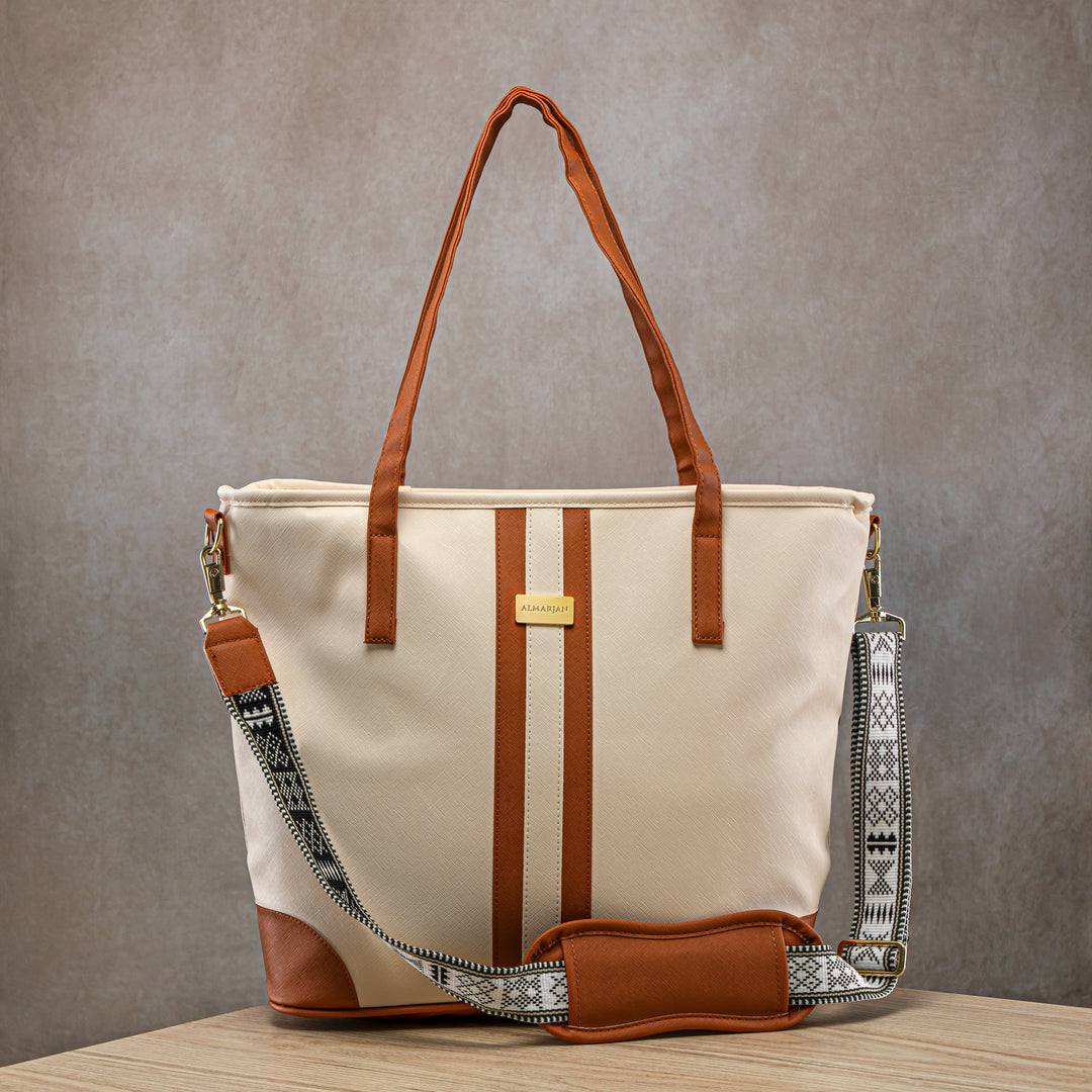 Almarjan Fashion Picnic Bag Beige - BAG2570105