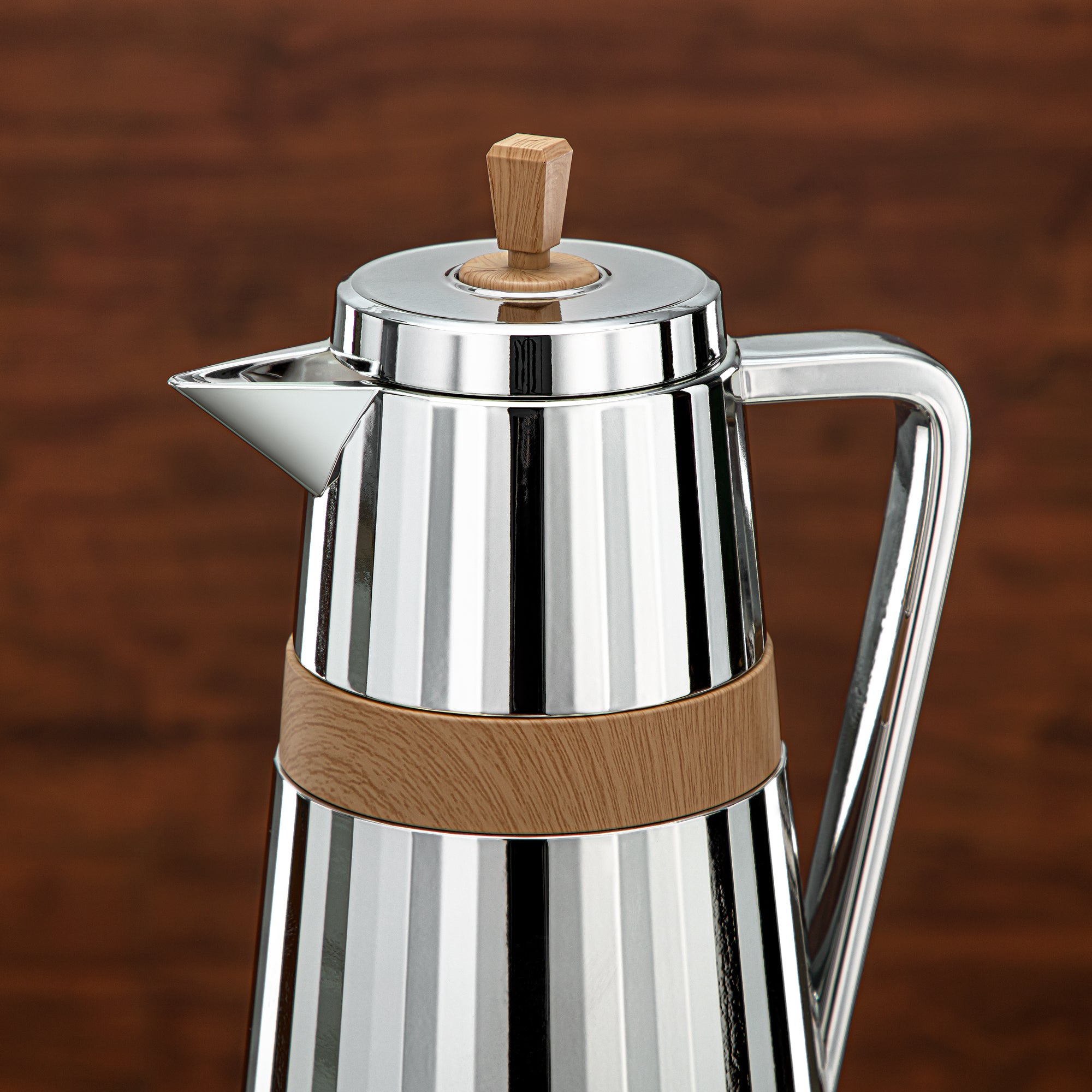 المرجان طقم ترامس قطعتان فضي وخشب - C77-SCW