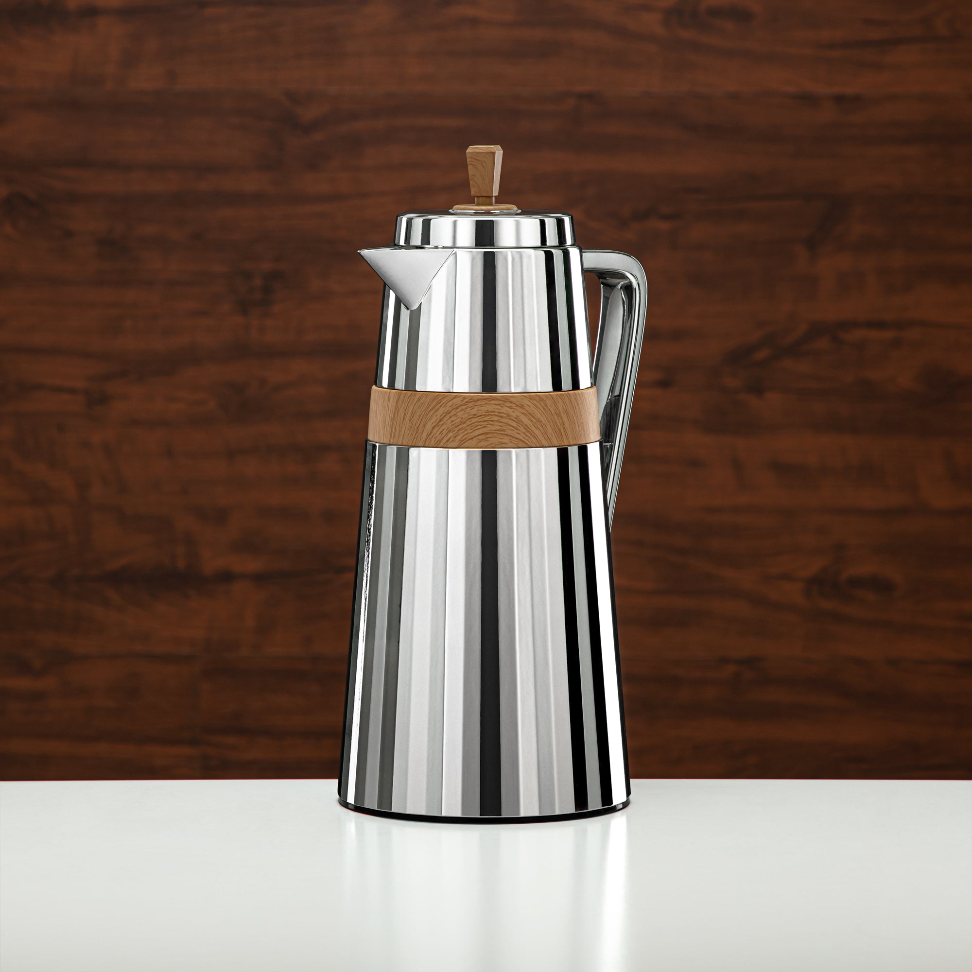 المرجان طقم ترامس قطعتان فضي وخشب - C77-SCW