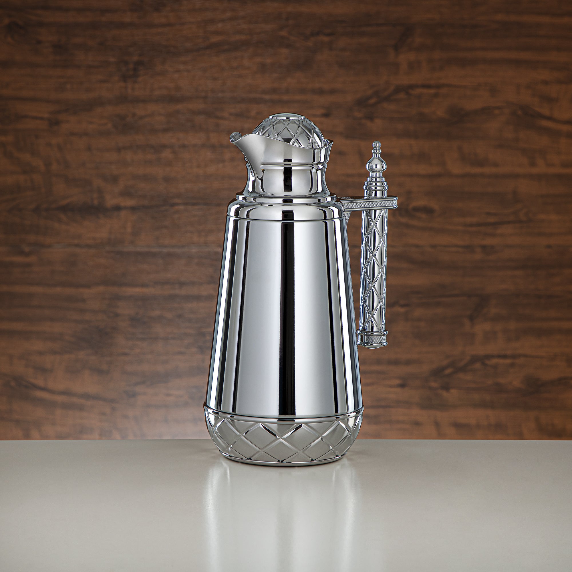 Almarjan Vacuum Flask Set, Push Button - 0.7L + 1L, Silver (CBY+CBZ-FCE) - Classic Vacuum Flasks