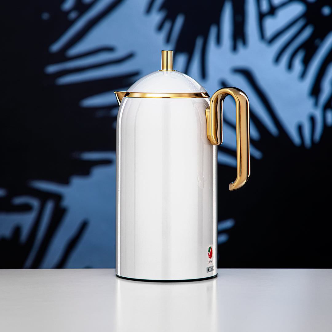 Almarjan 1 Liter Vacuum Flask White & Gold - CHA-100WHG