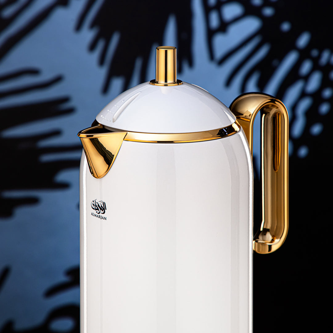 Almarjan 1 Liter Vacuum Flask White & Gold - CHA-100WHG