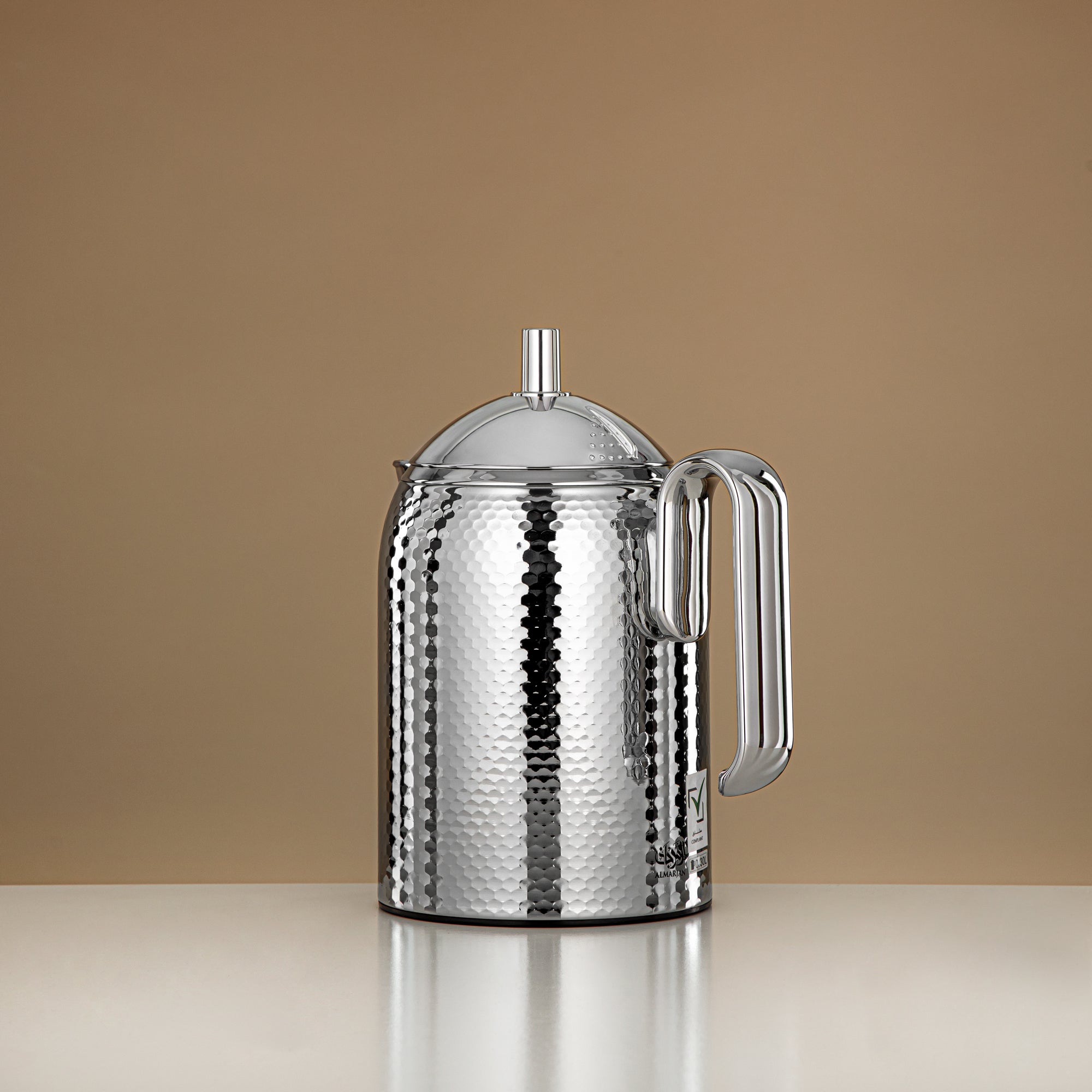 ترمس المرمجان بجسم معدني مطروق مع عبوة زجاجية 0.3 لتر (CHA-HC-030S) – ترمس أنيق للتقديم الفردي