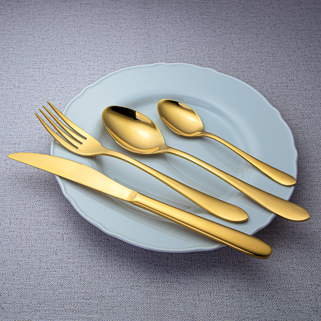 Almarjan 24 Pieces Stainless Steel Cutlery Set Gold - CUT0010217