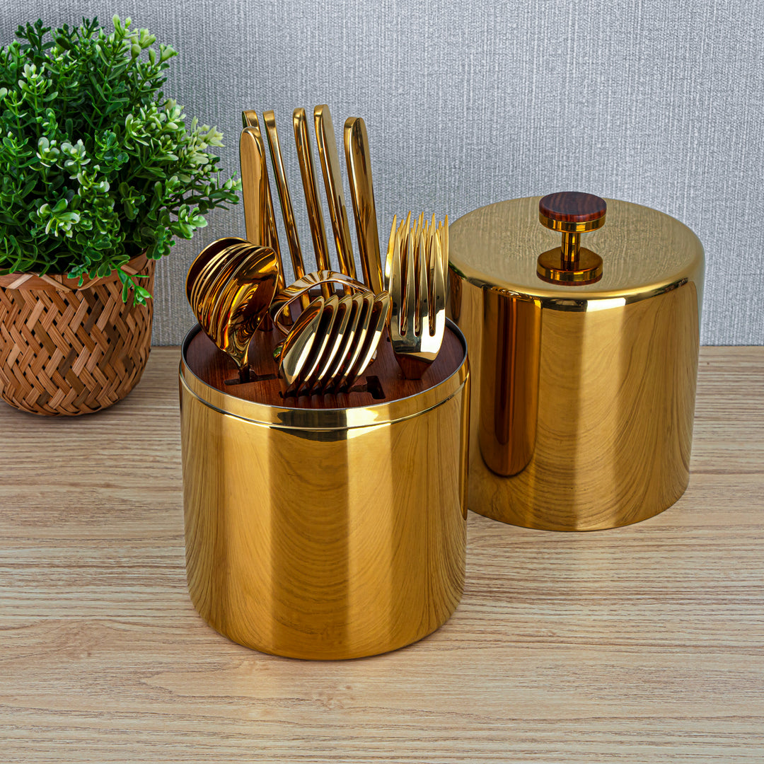 Almarjan 24 Pieces Stainless Steel Cutlery Set Gold - CUT0010220