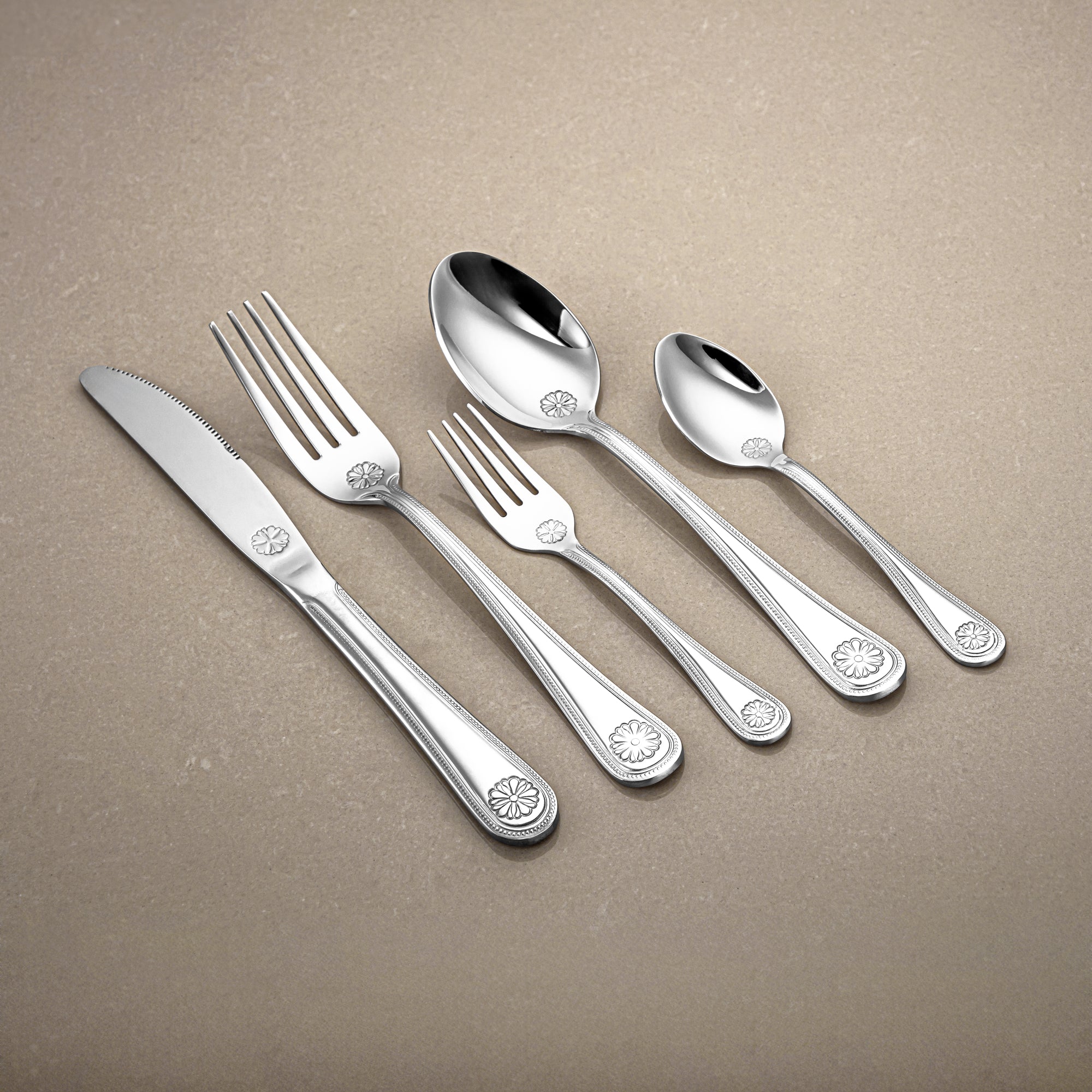 Almarjan Cutlery Ser 72 Pieces, Stainless Steel, Leather Case, Silver (CUT0010341) Elegant Cutlery Set
