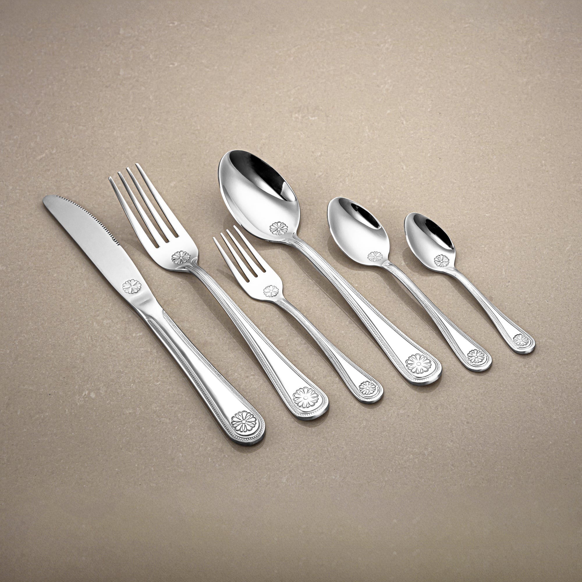 Almarjan Cutlery Set 84 Pieces, Stainless Steel, Leather Case, Silver (CUT0010345) Elegant Cutlery Set