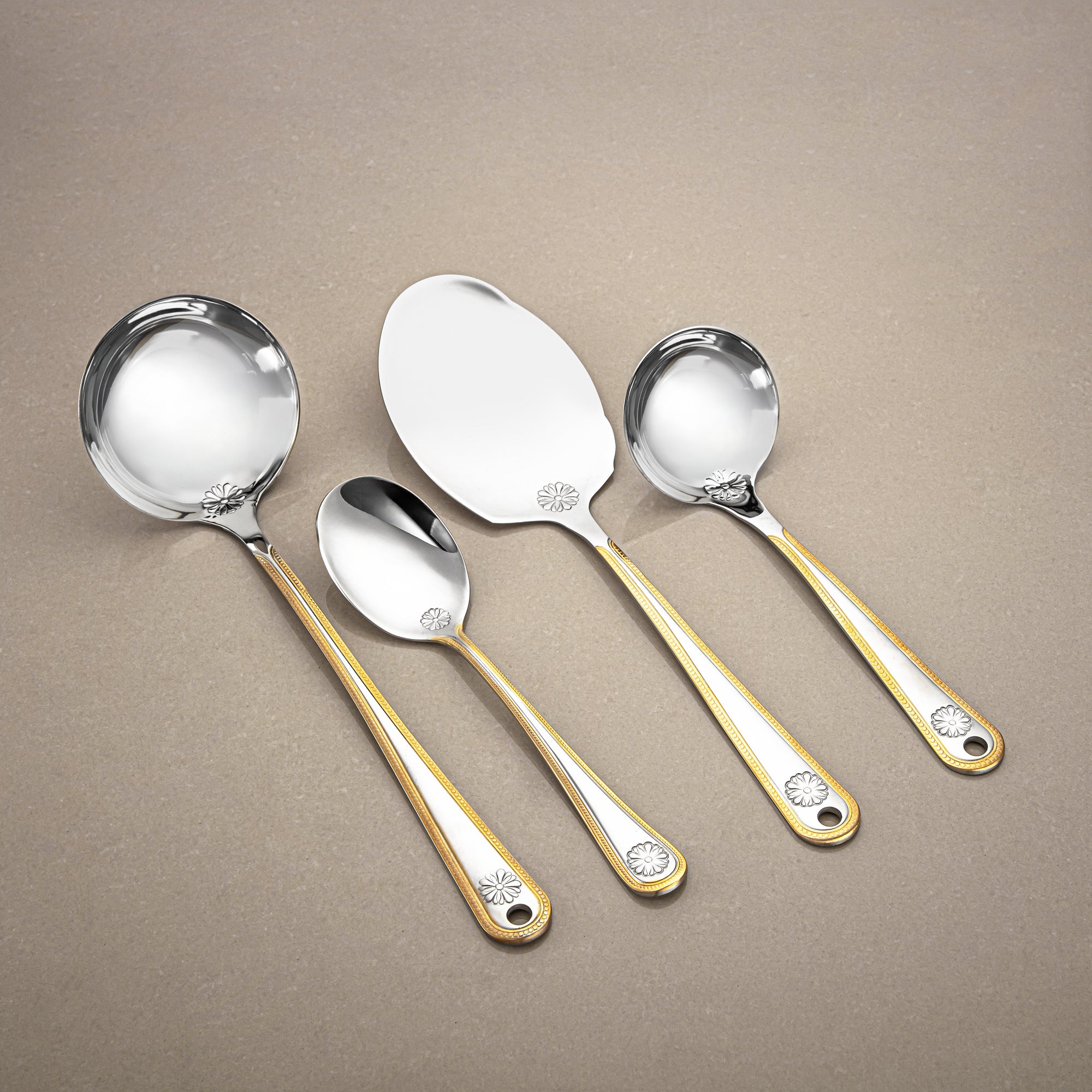Almarjan Cutlery Set 84 Pieces, Stainless Steel, Leather Case, Silver & Gold (CUT0010347) Elegant Cutlery Set