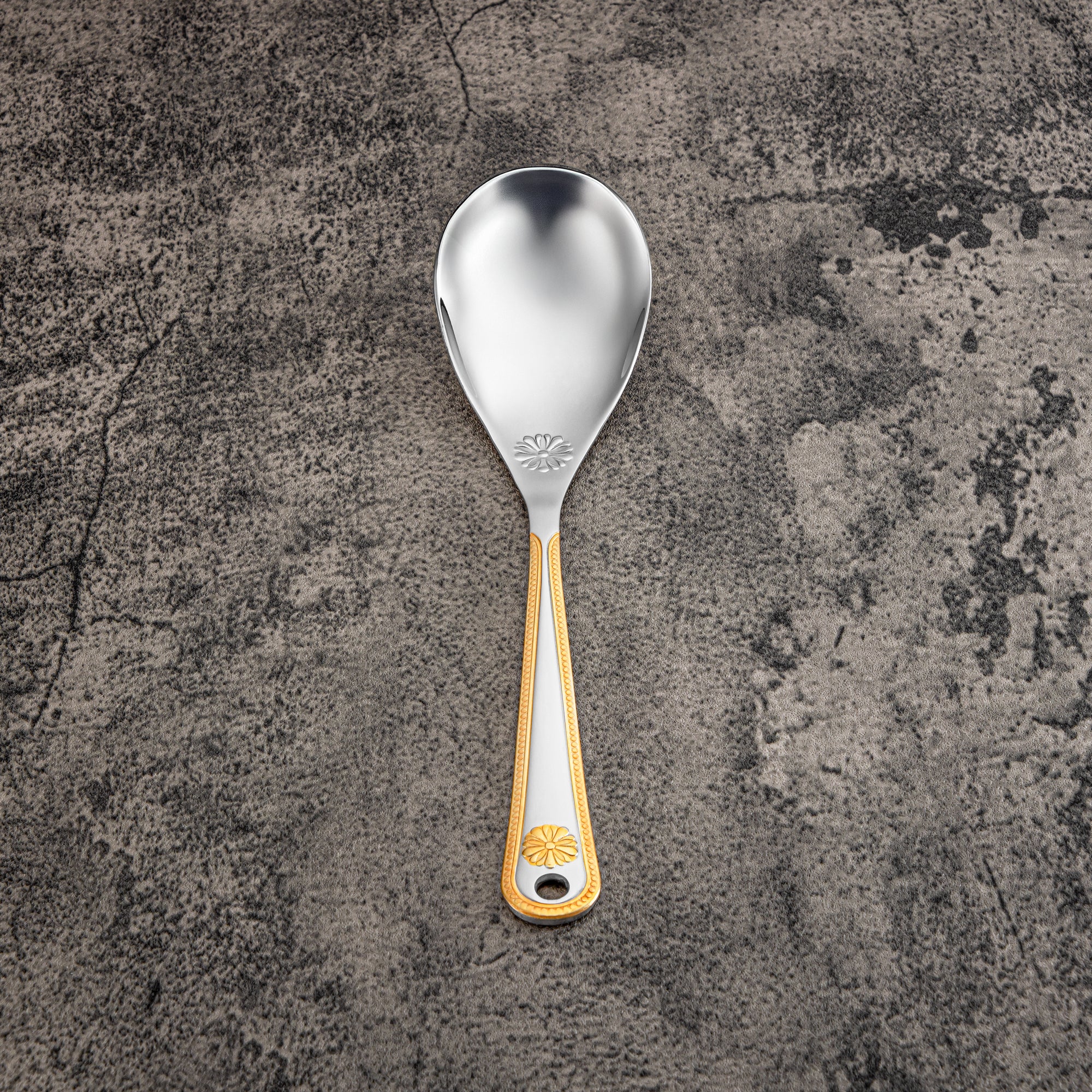 Almarjan Rice Spoon, Stainless Steel, Silver & Gold (CUT0010391) Elegant Flatware