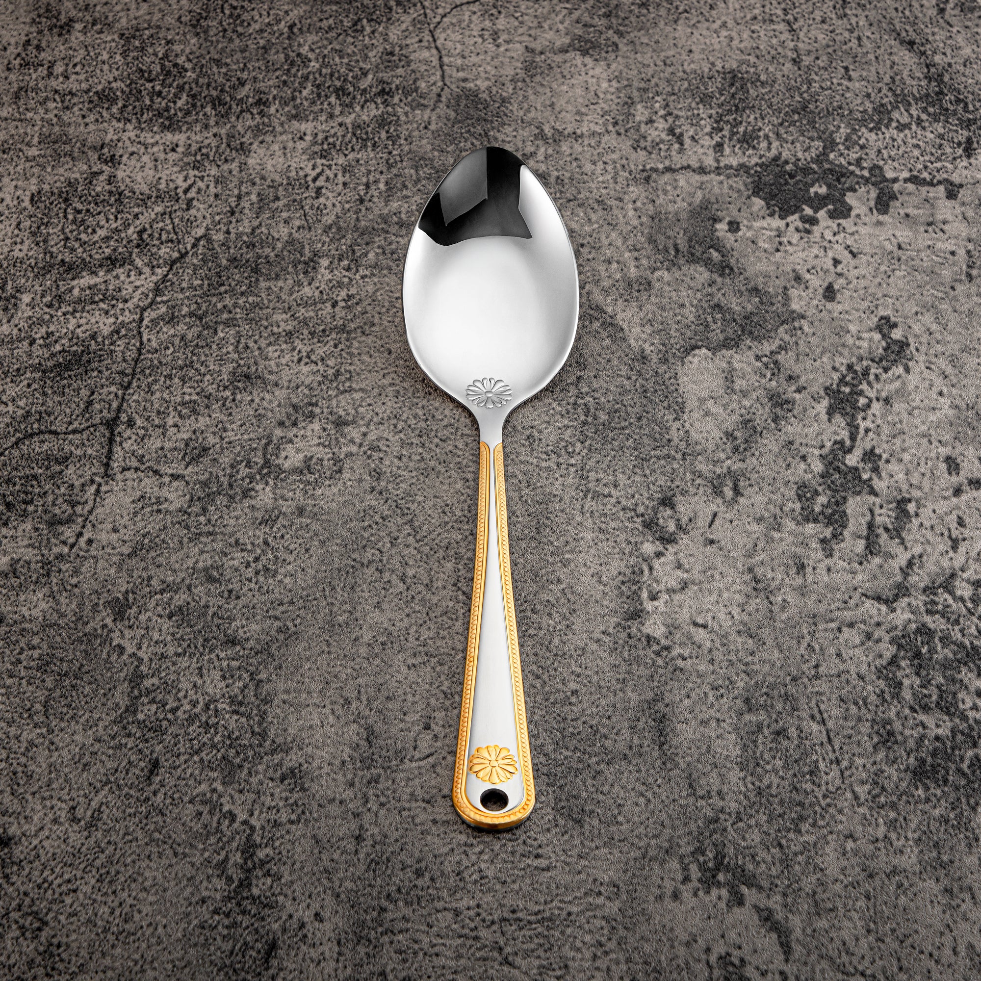 Almarjan Small Pasting Spoon, Stainless Steel, Silver & Gold (CUT0010393) Elegant Flatware
