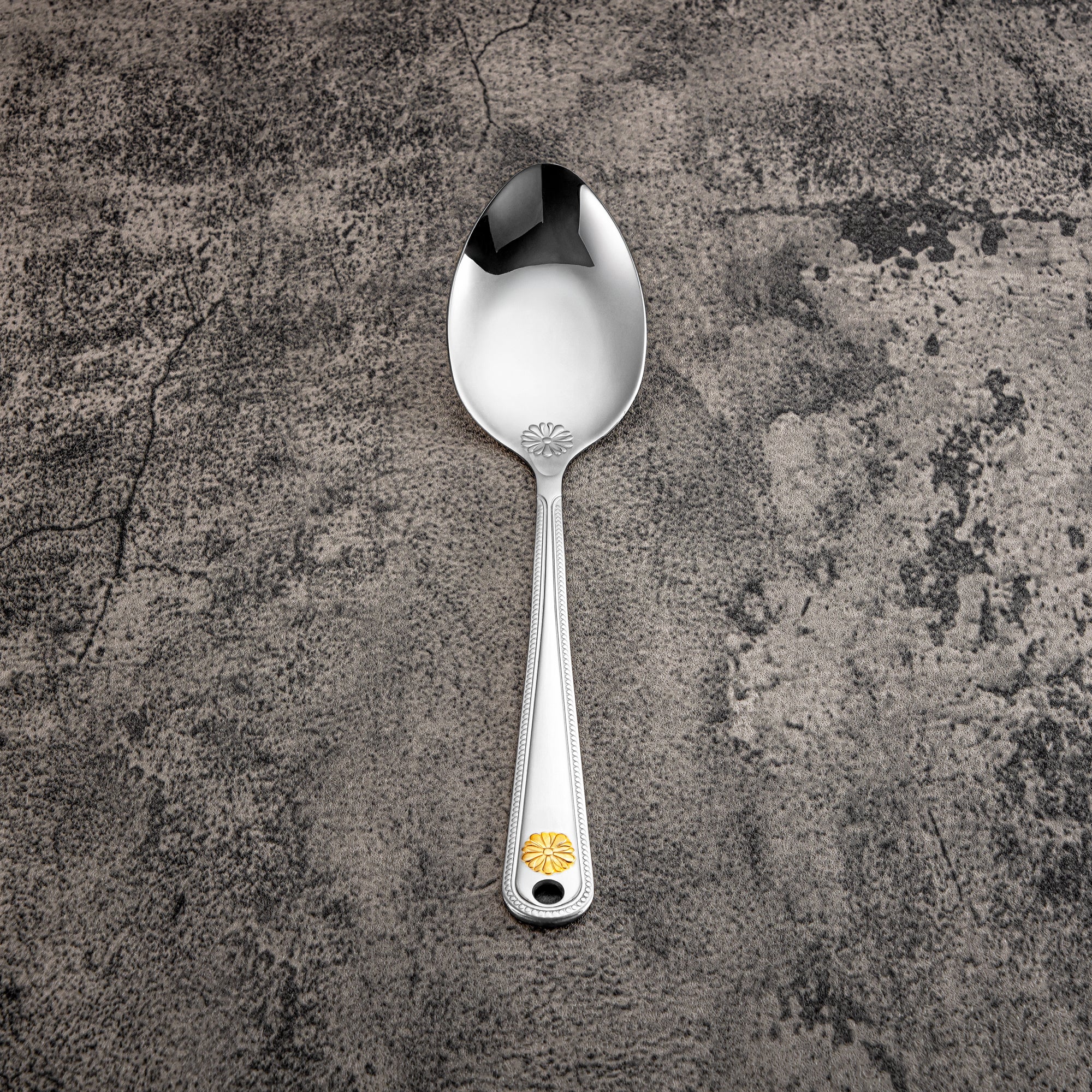 Almarjan Small Pasting Spoon, Stainless Steel, Silver & Gold (CUT0010405) Elegant Flatware