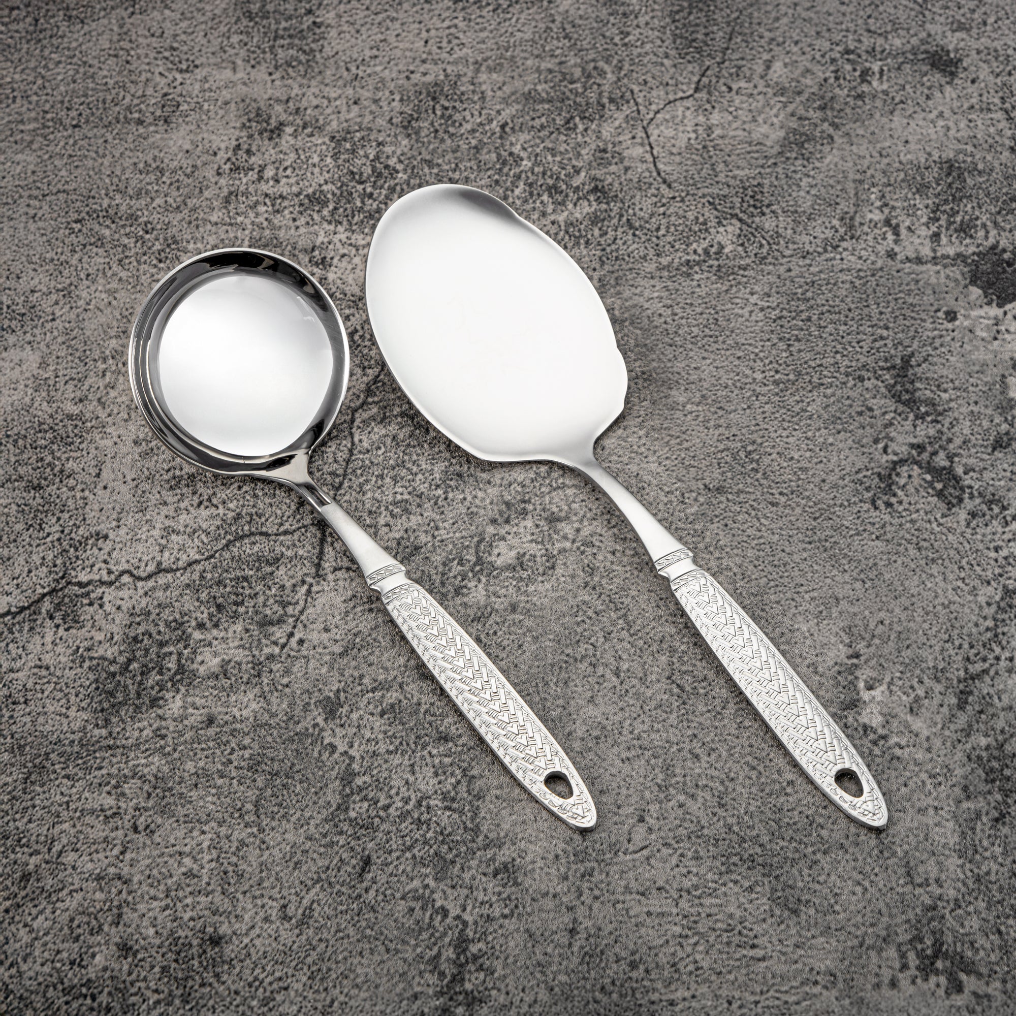 Almarjan Cutlery Set 32 Pieces, Stainless Steel, With Stand, Silver (CUT0010445) Elegant Cutlery Set